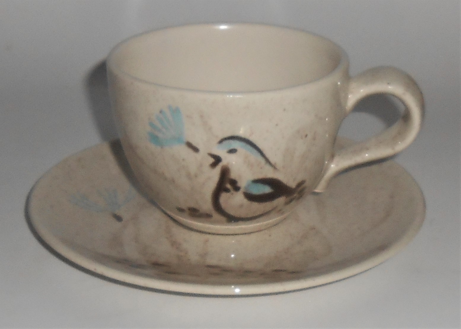 Red Wing Pottery Bob White Cup & Saucer Set