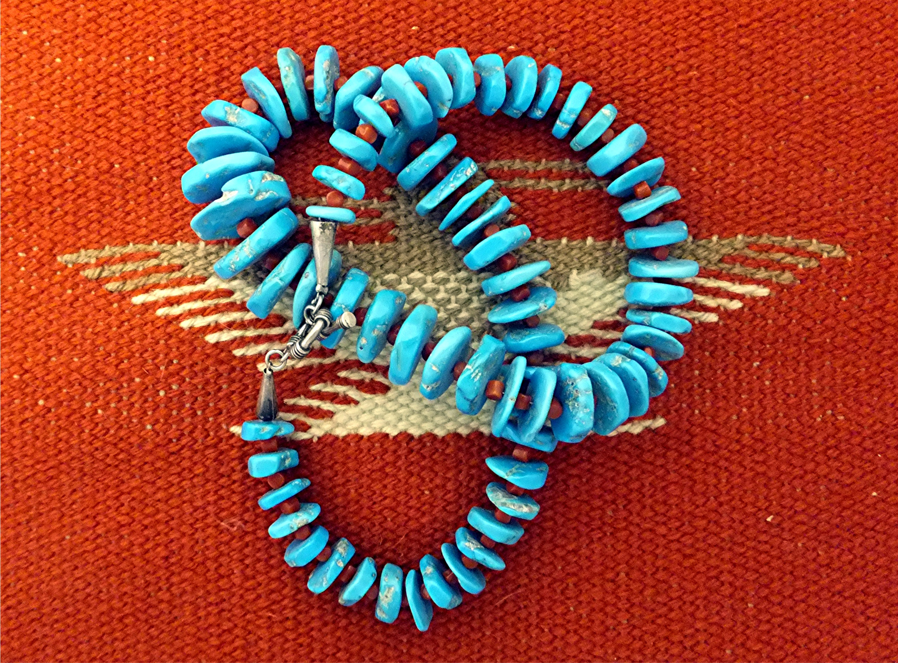 Native American Sleeping Beauty Turquoise Coral Spacers