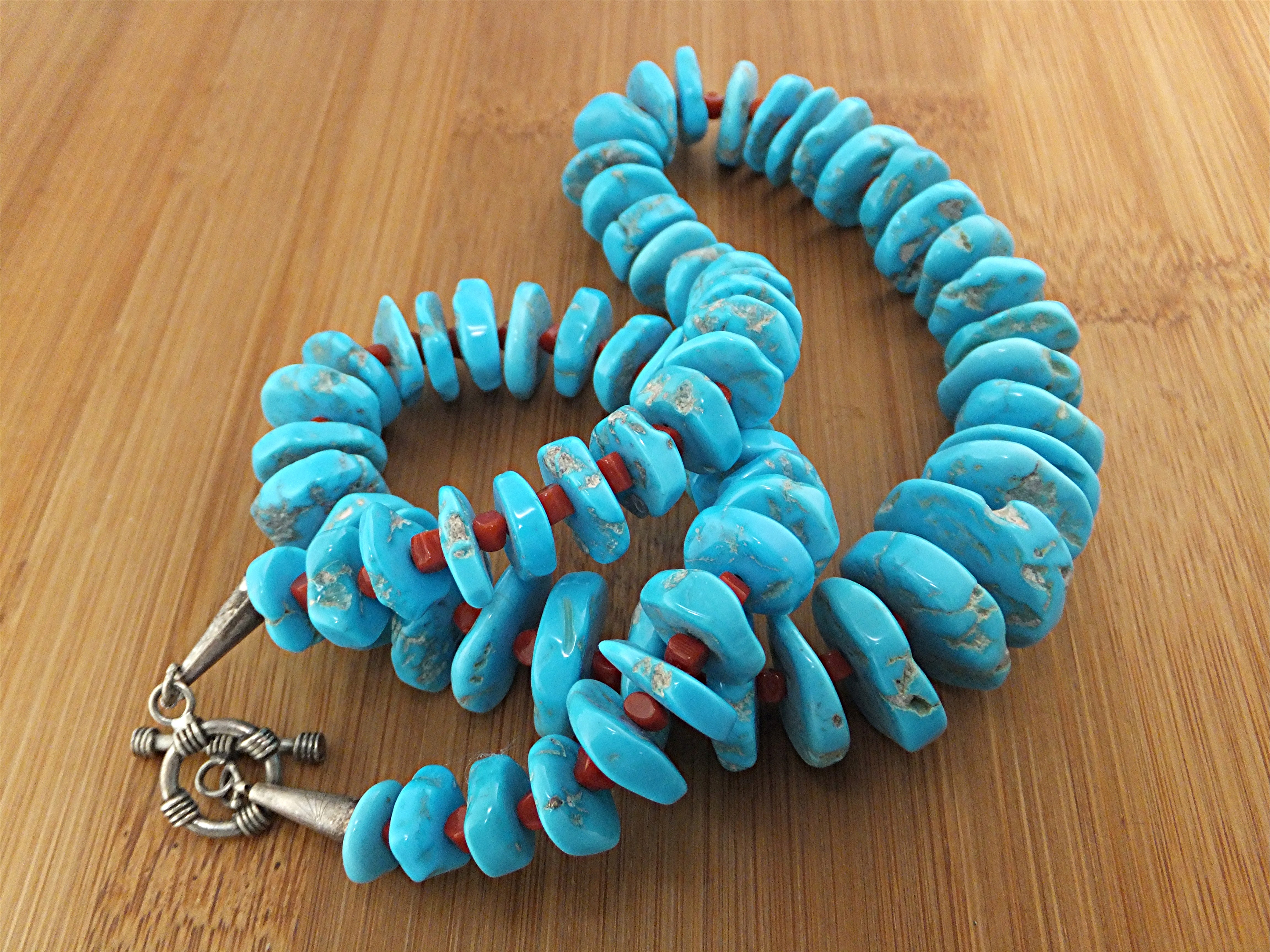 Native American Sleeping Beauty Turquoise Coral Spacers