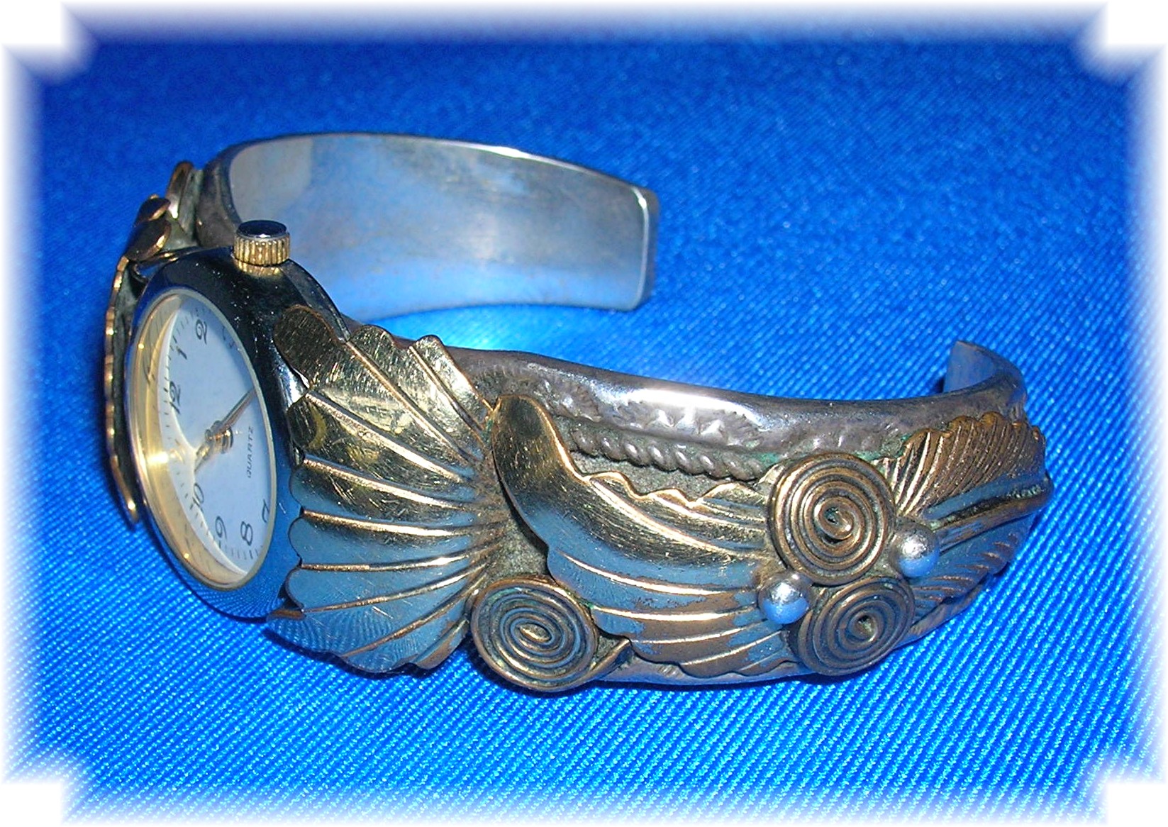 Sterling Silver 12K Gold Signed Cuff Wristwatch Band