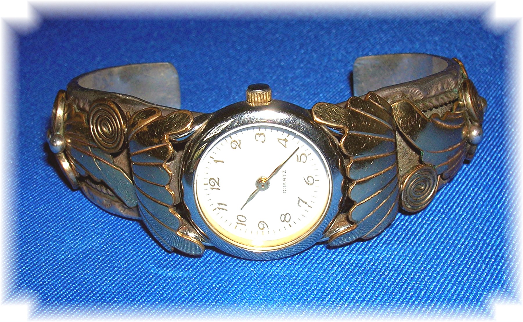 Sterling Silver 12K Gold Signed Cuff Wristwatch Band