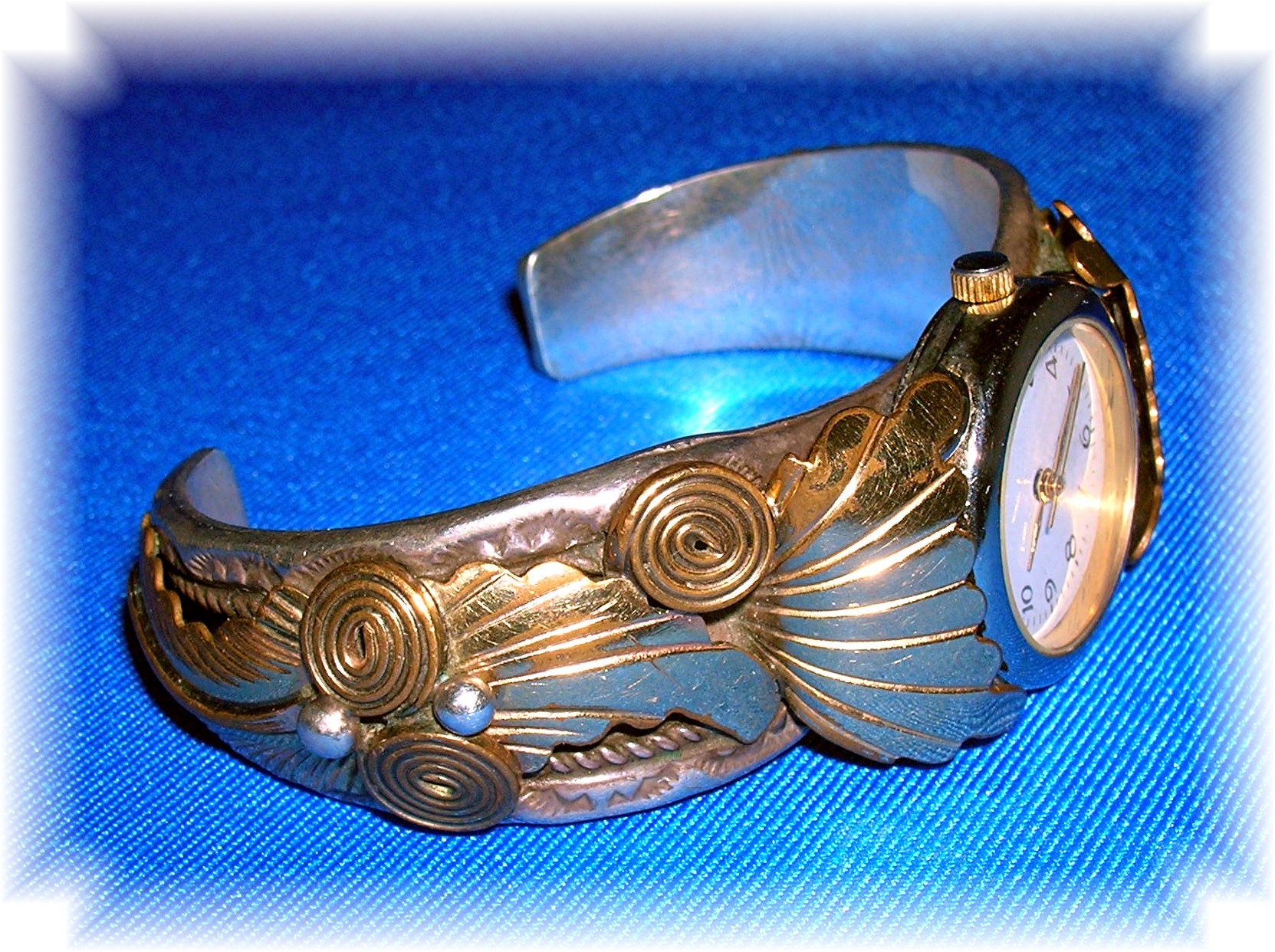 Sterling Silver 12K Gold Signed Cuff Wristwatch Band