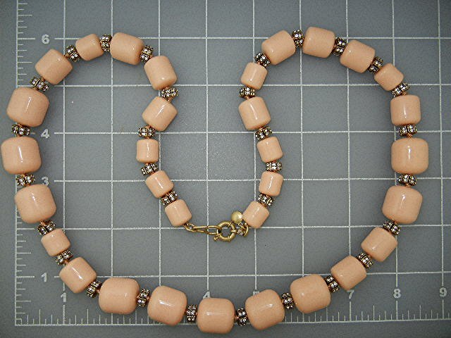Plasitic Thermoset Crystal and  Pink Coral Color Beads