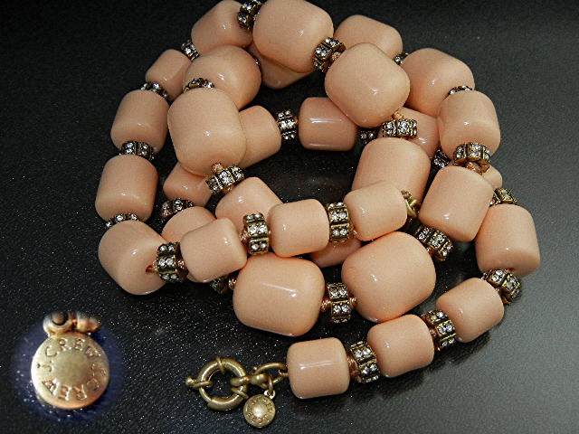 Plasitic Thermoset Crystal and  Pink Coral Color Beads