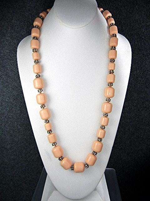 Plasitic Thermoset Crystal and  Pink Coral Color Beads