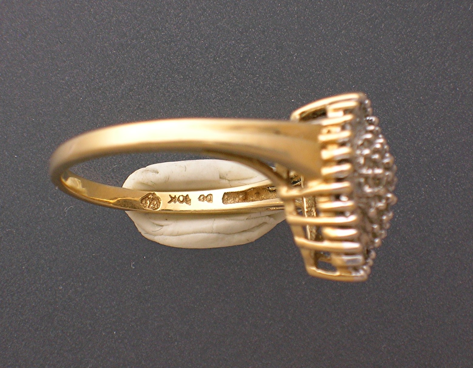 Diamond  Baguette and Round Yellow Gold Ring 1 1/2 Ct