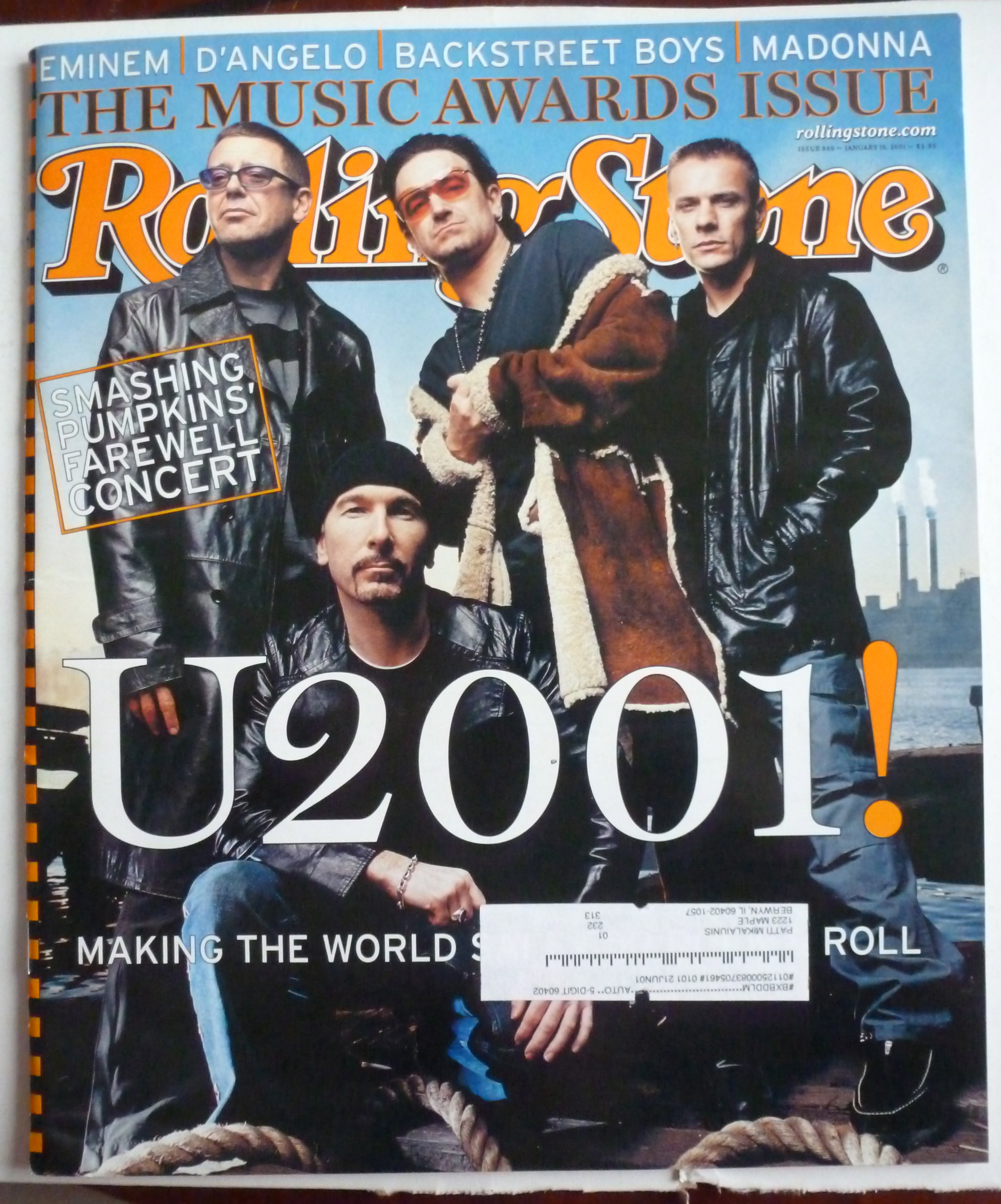 Rolling Stone Magazine January 18, 2001 U2001