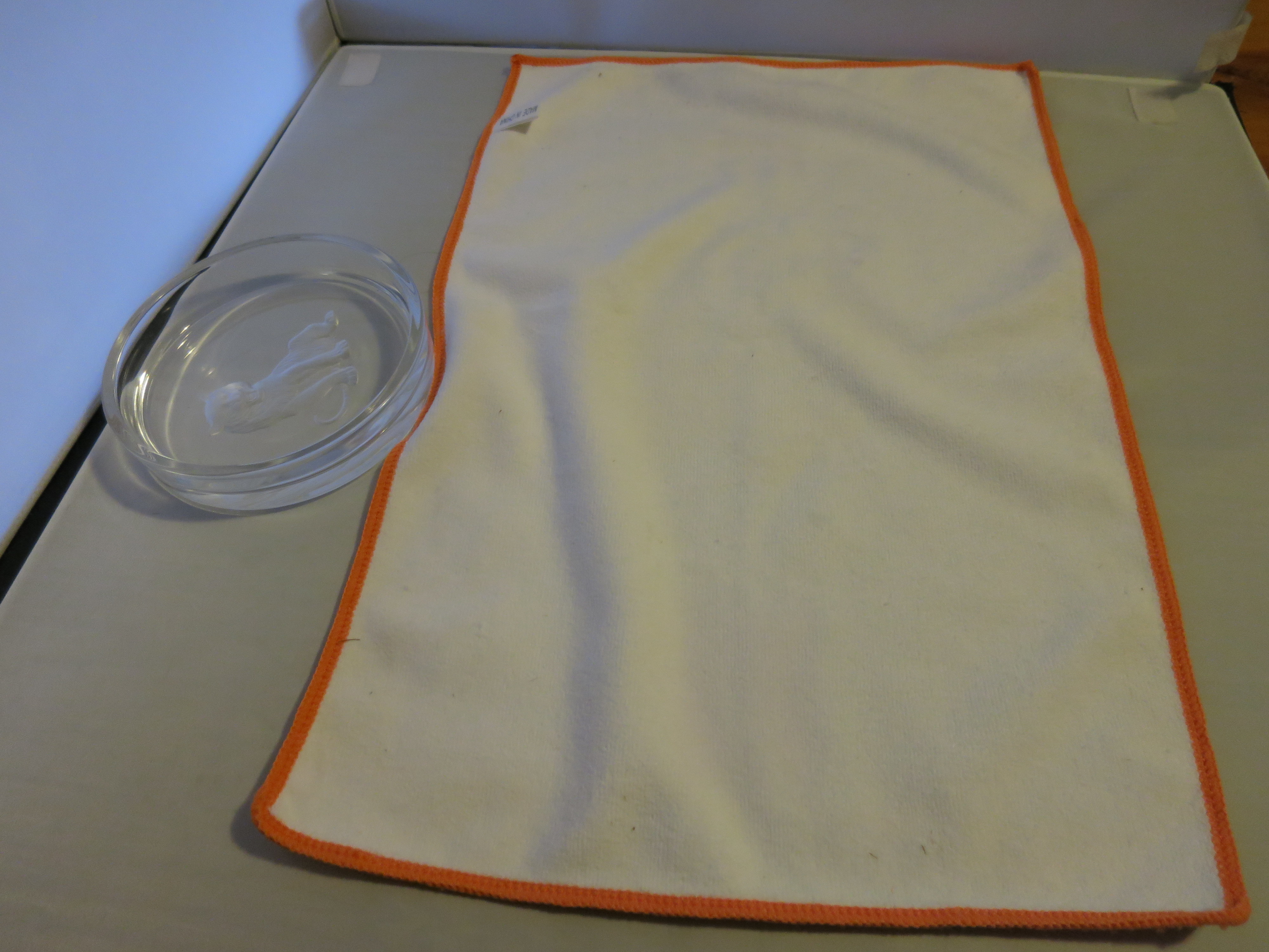 Clemson Littlejohn Coliseum towel and Tiger Clear Glass Dish lot