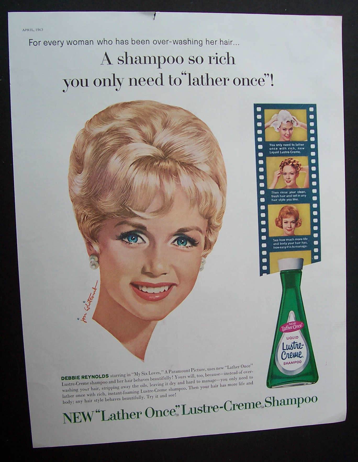 1963 Lustre Creme Shampoo with Star Debbie Reynolds