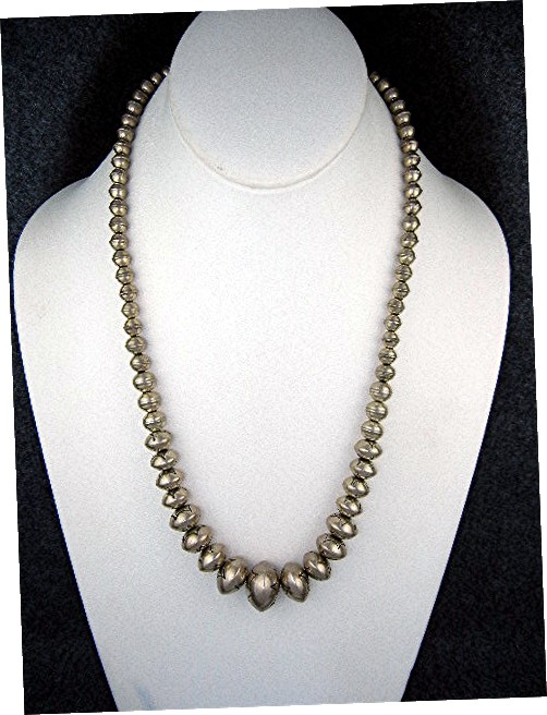 Navajo Pearls Sterling Silver Necklace Signed HL