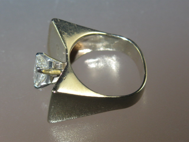 Diamond EMERALD CUT  14K Gold Art Deco Look Ring