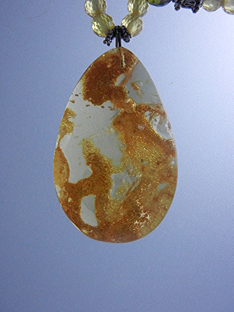 Amber Sterling Silver Peridot Citrine Crystal Necklace