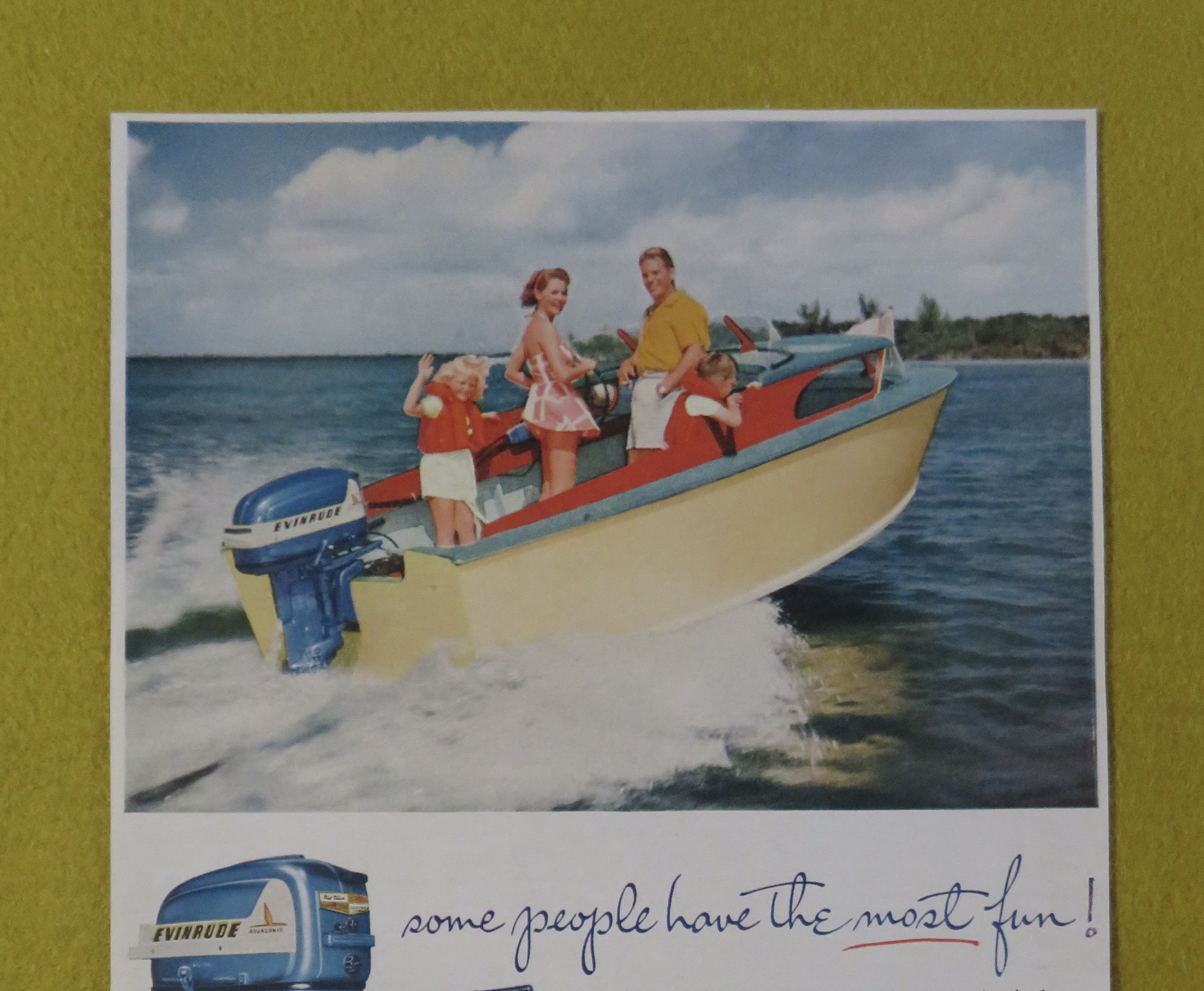 1950 Evinrude Outboard Motors with Family On A Boat