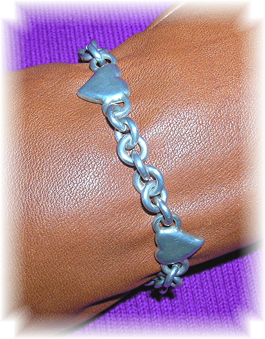 Silver Hearts 7 1/2 Inch Toggle Clasp Bracelet