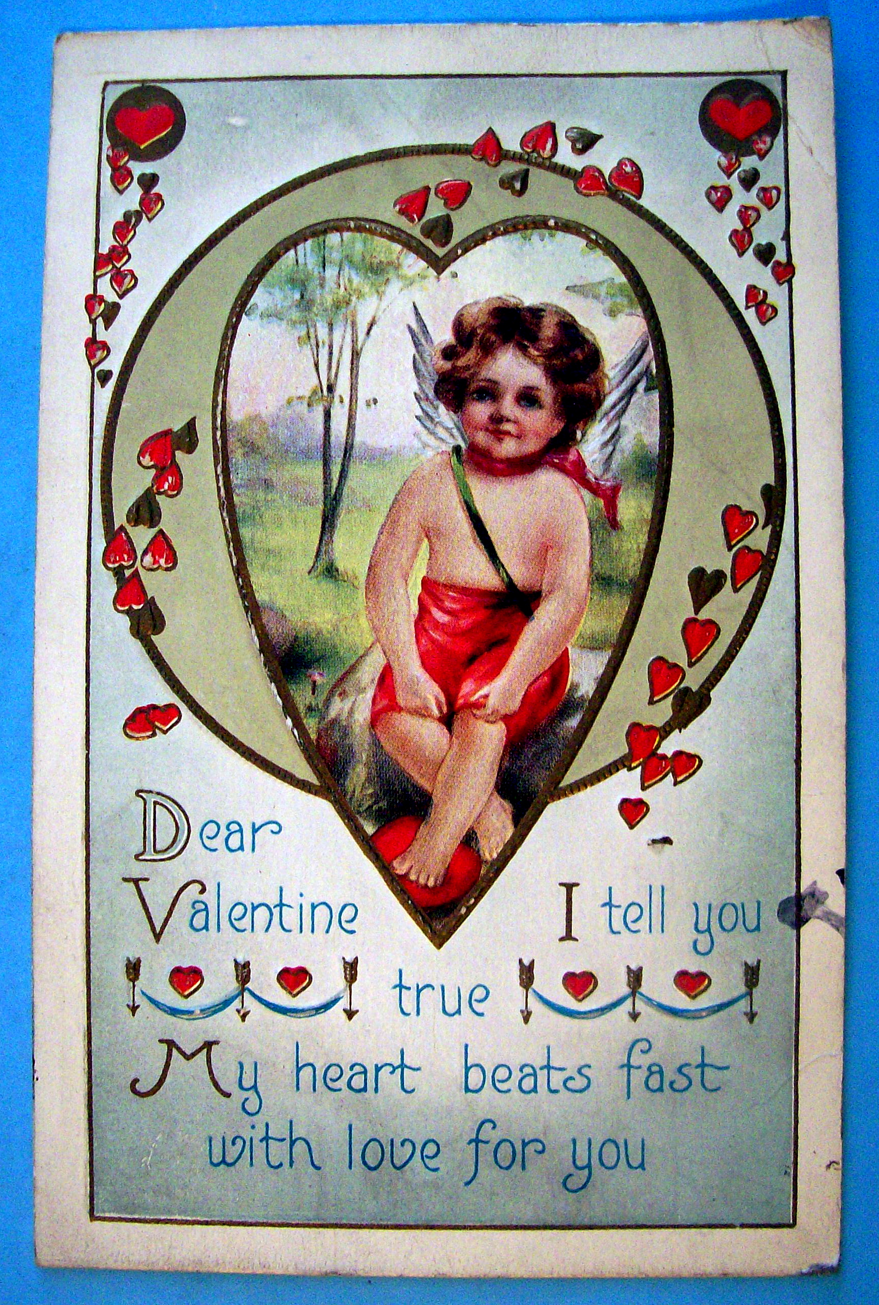 Dear Valentine Postcard with View of Angel in Heart