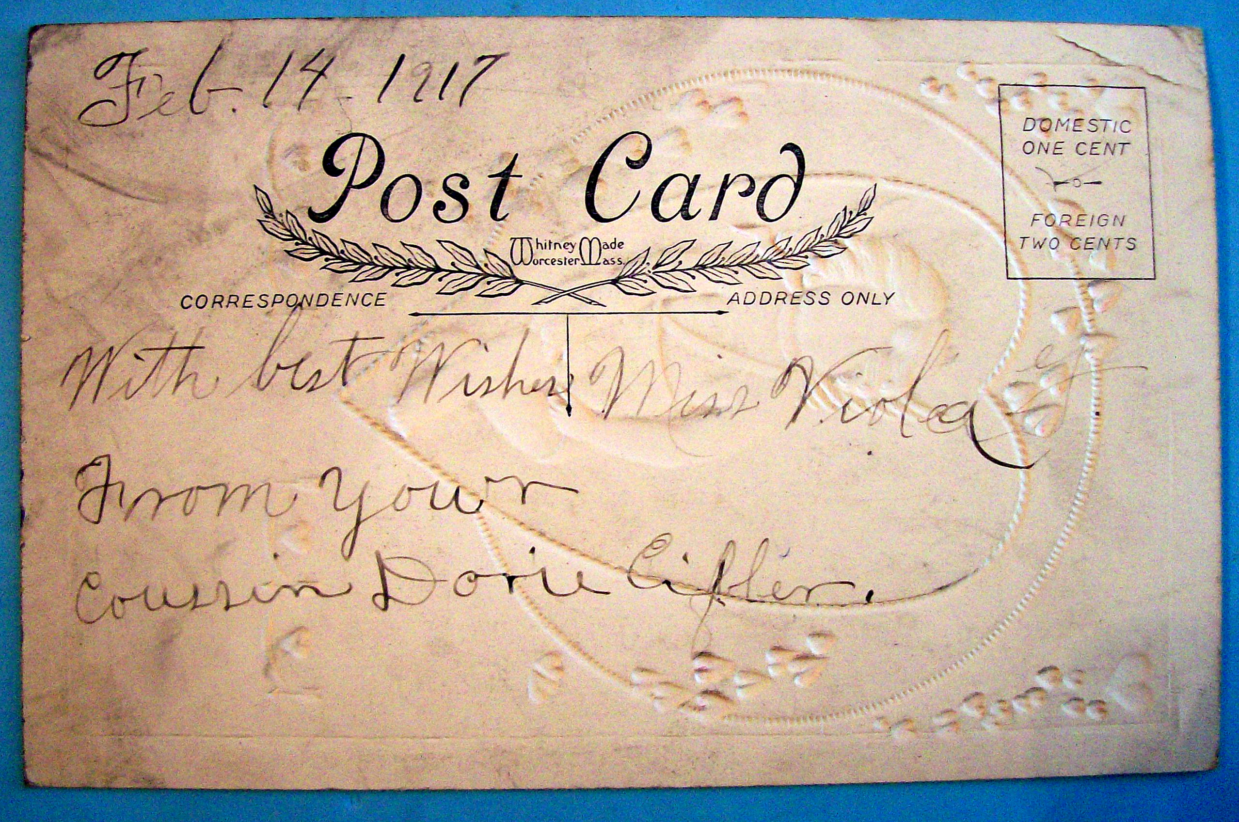 Dear Valentine Postcard with View of Angel in Heart
