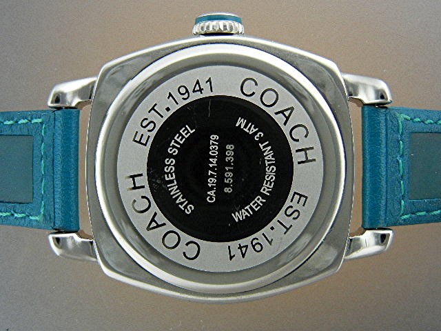 Coach Wristwatch Turquoise Black Leather Band