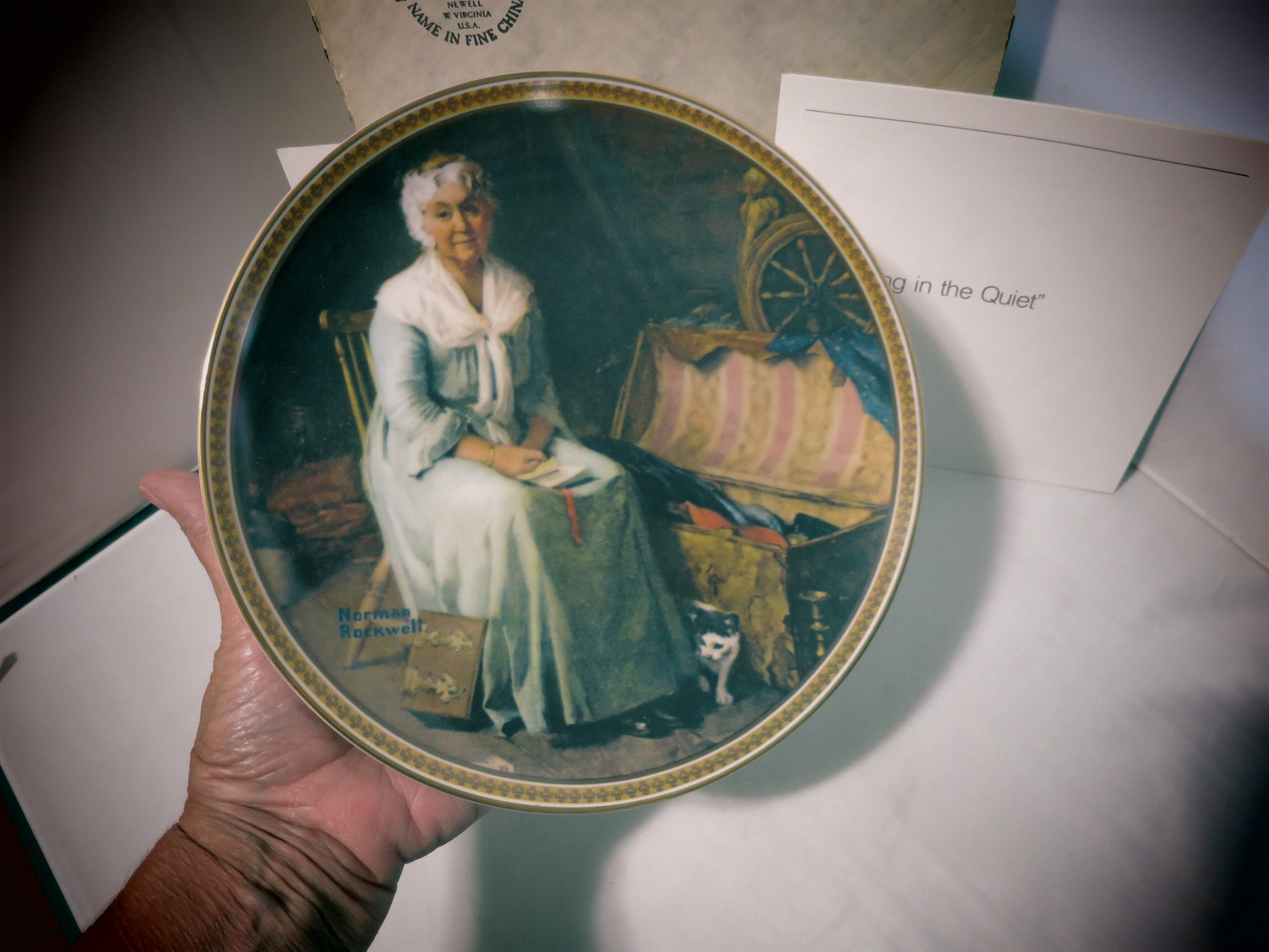 Reminiscing in Quiet collector plate  Norman Rockwell Knowles