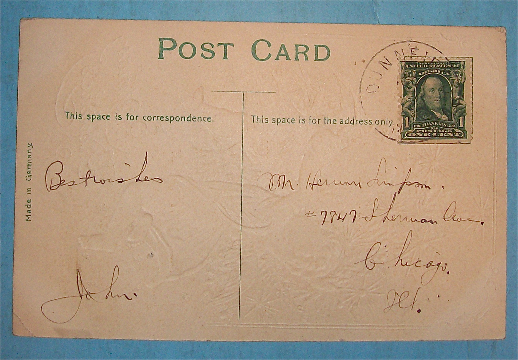 Christmas Greetings Postcard With Two Angels