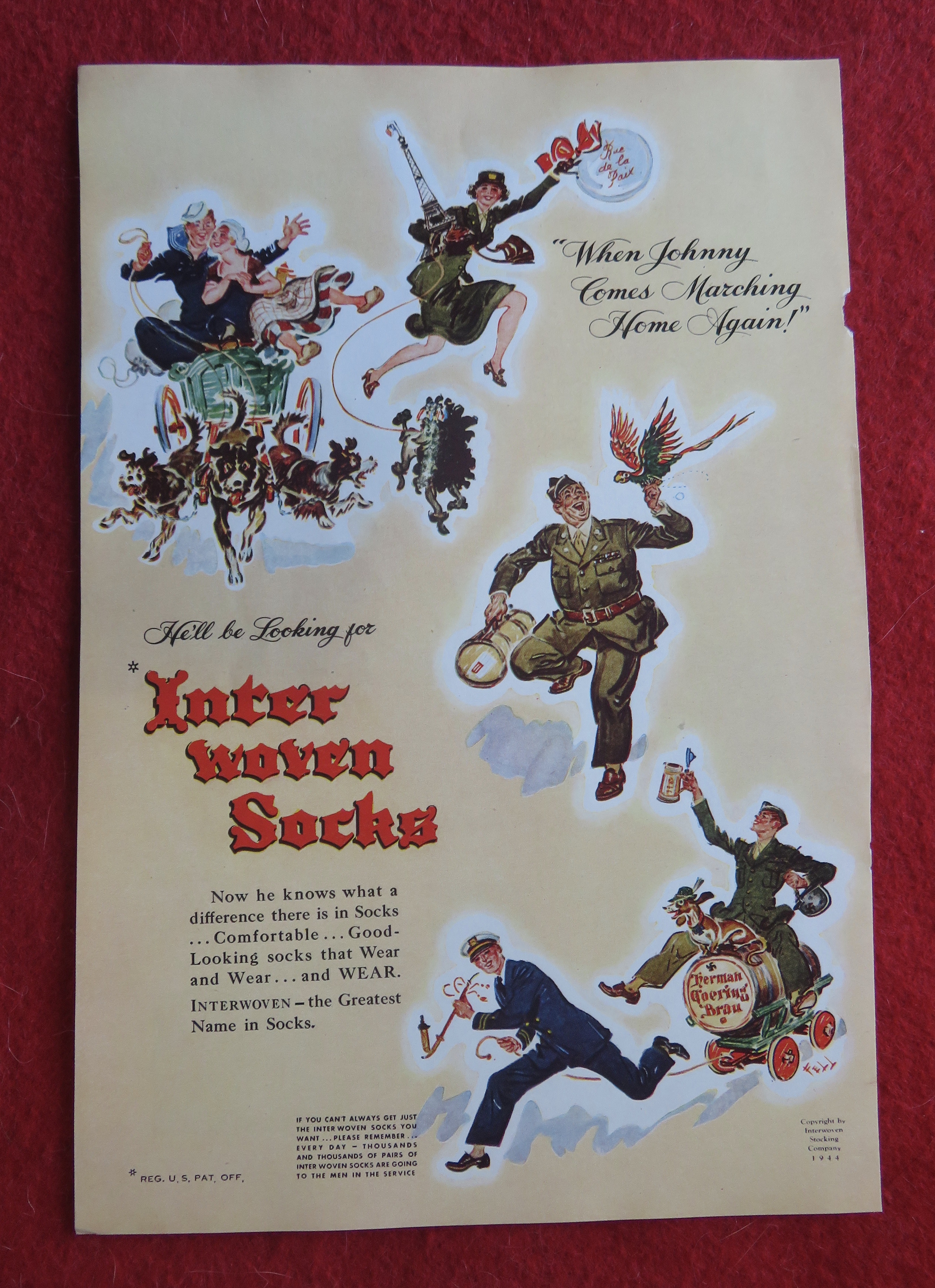 1944 Interwoven Socks w/Soldiers From Different Service