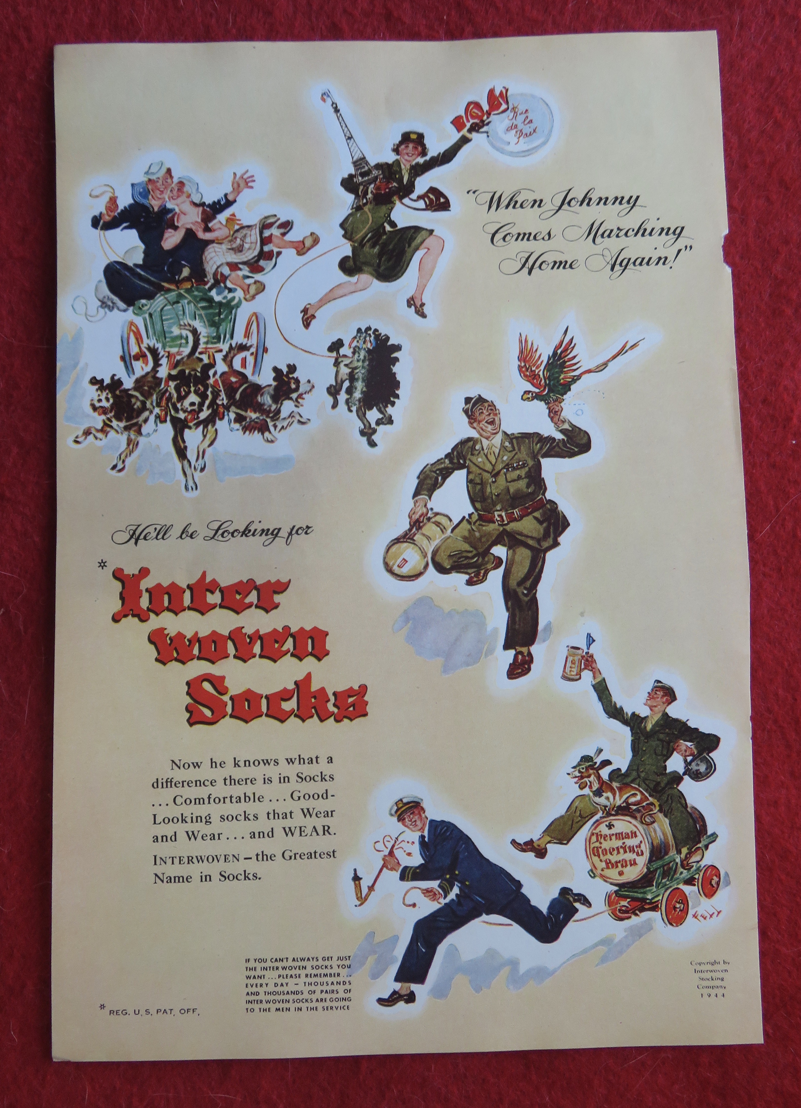 1944 Interwoven Socks w/Soldiers From Different Service