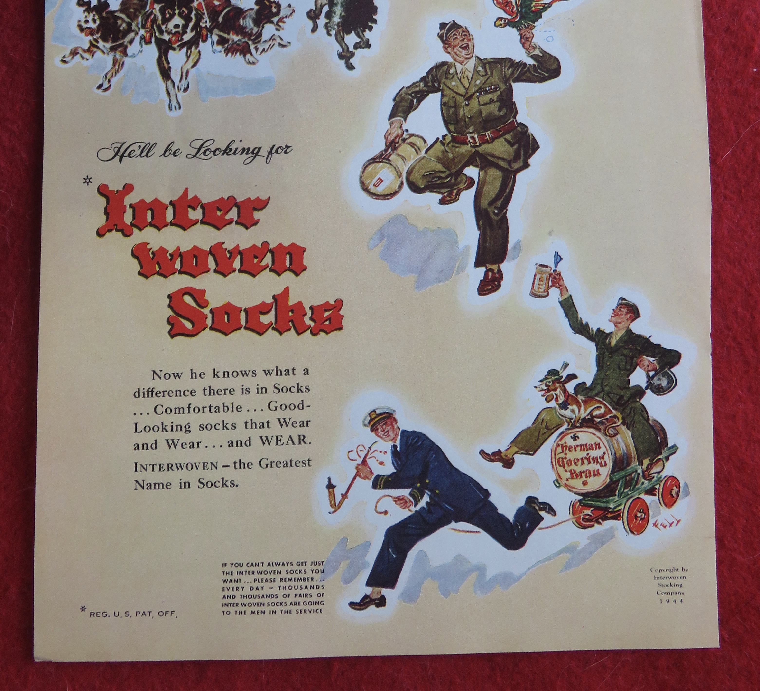 1944 Interwoven Socks w/Soldiers From Different Service