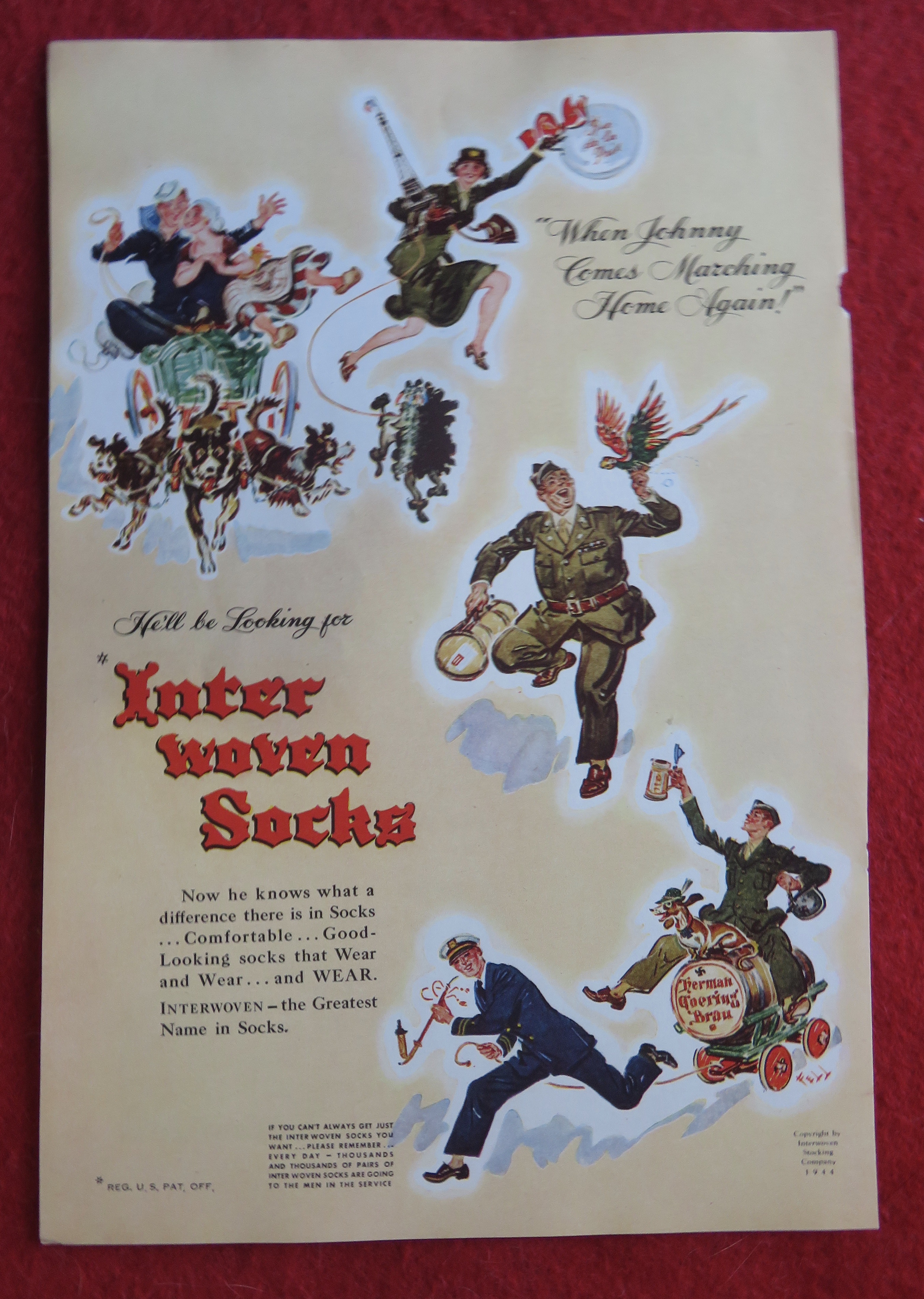 1944 Interwoven Socks w/Soldiers From Different Service