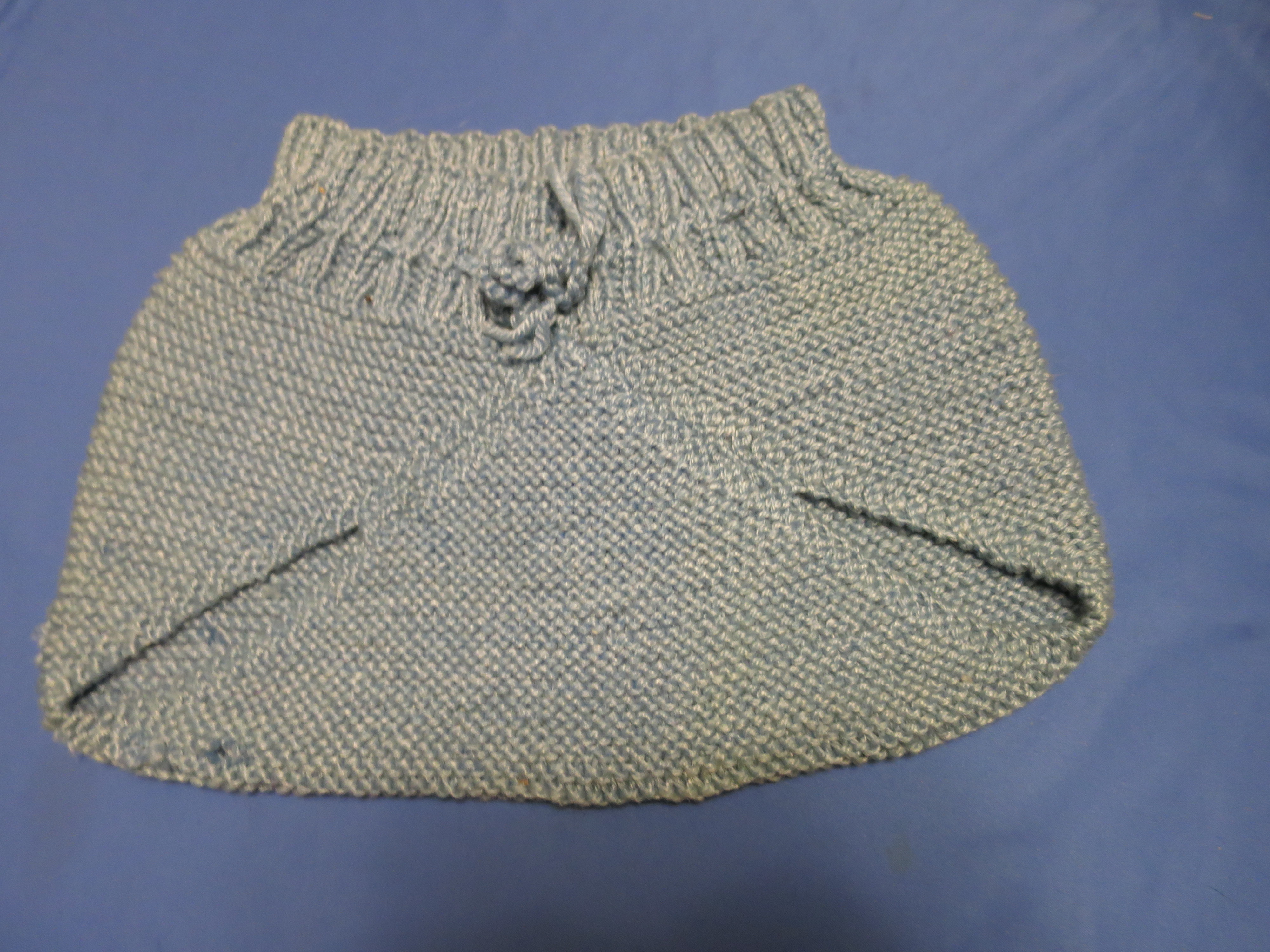 Diaper Pamper Pantaloons cover Blue Hand Knit Vintage 1960s