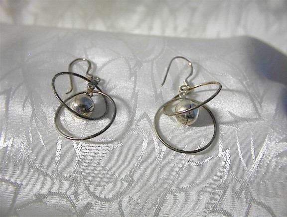 Sterling Silver Hoop and Ball Earrings.