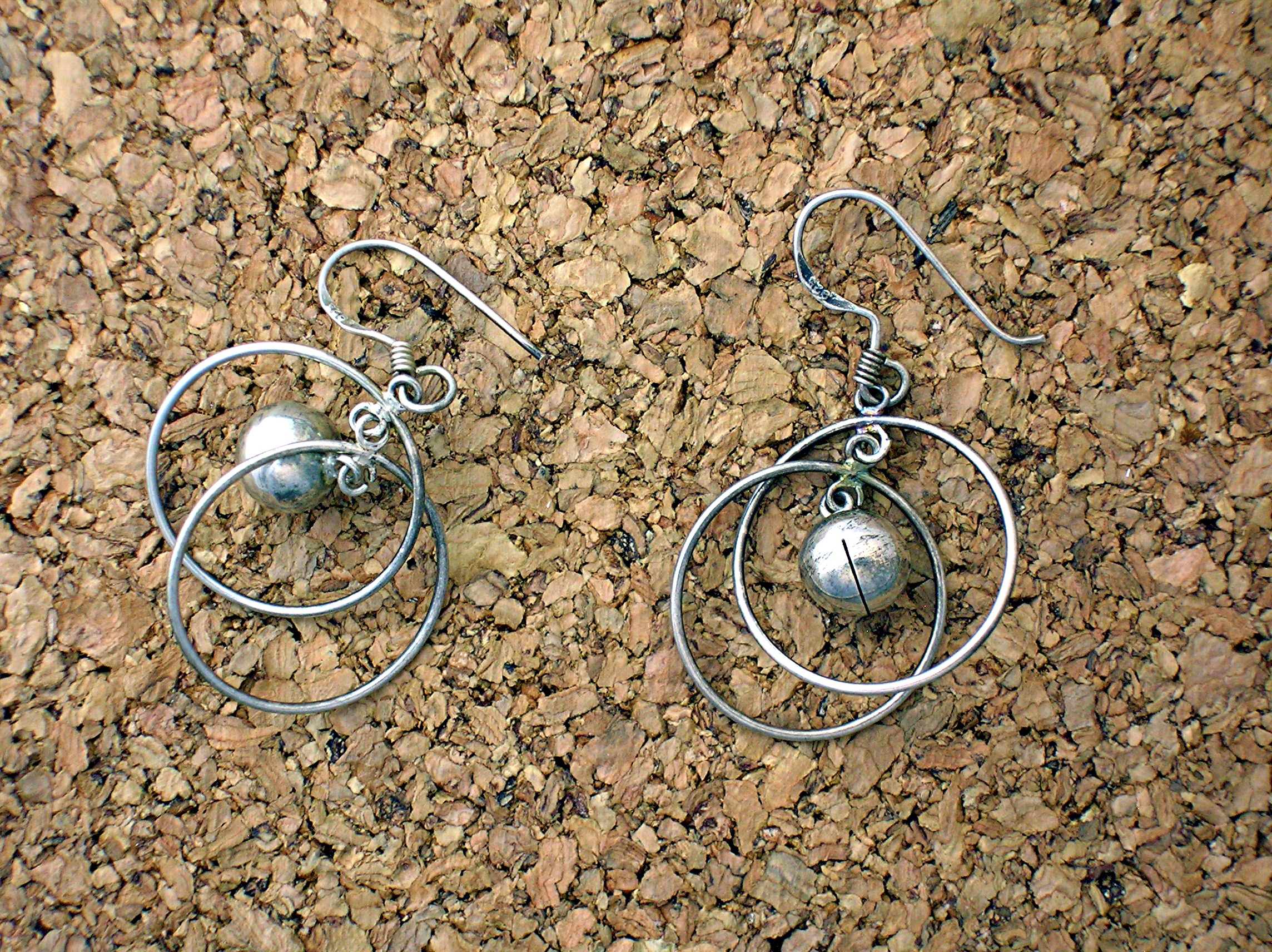 Sterling Silver Hoop and Ball Earrings.