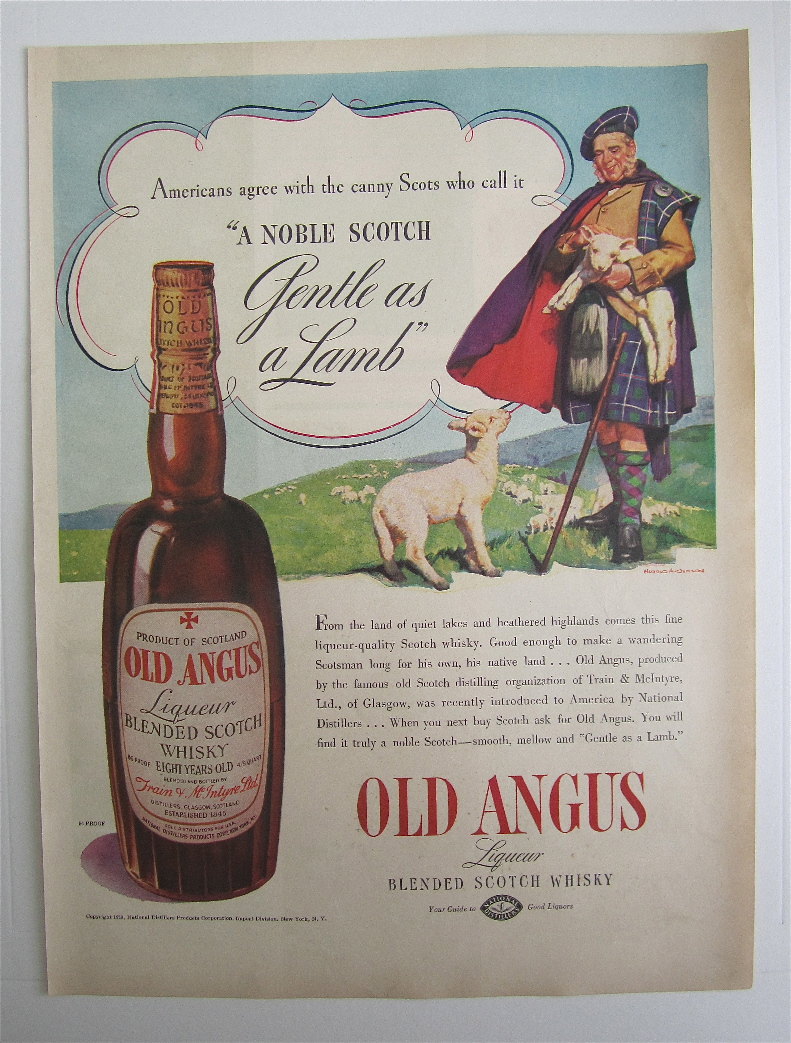 1938 Old Angus Whiskey with Noble Scot and His Lambs