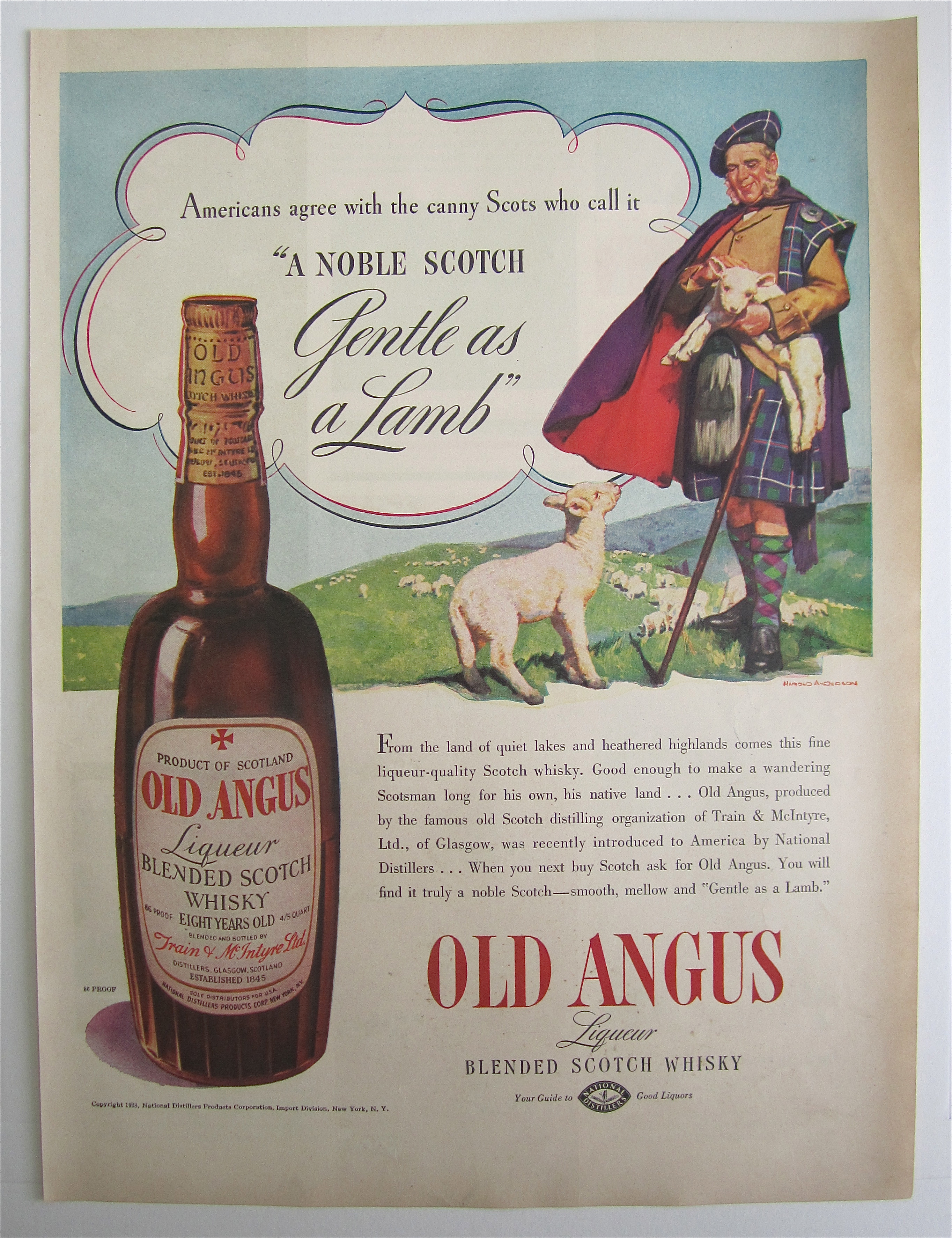 1938 Old Angus Whiskey with Noble Scot and His Lambs