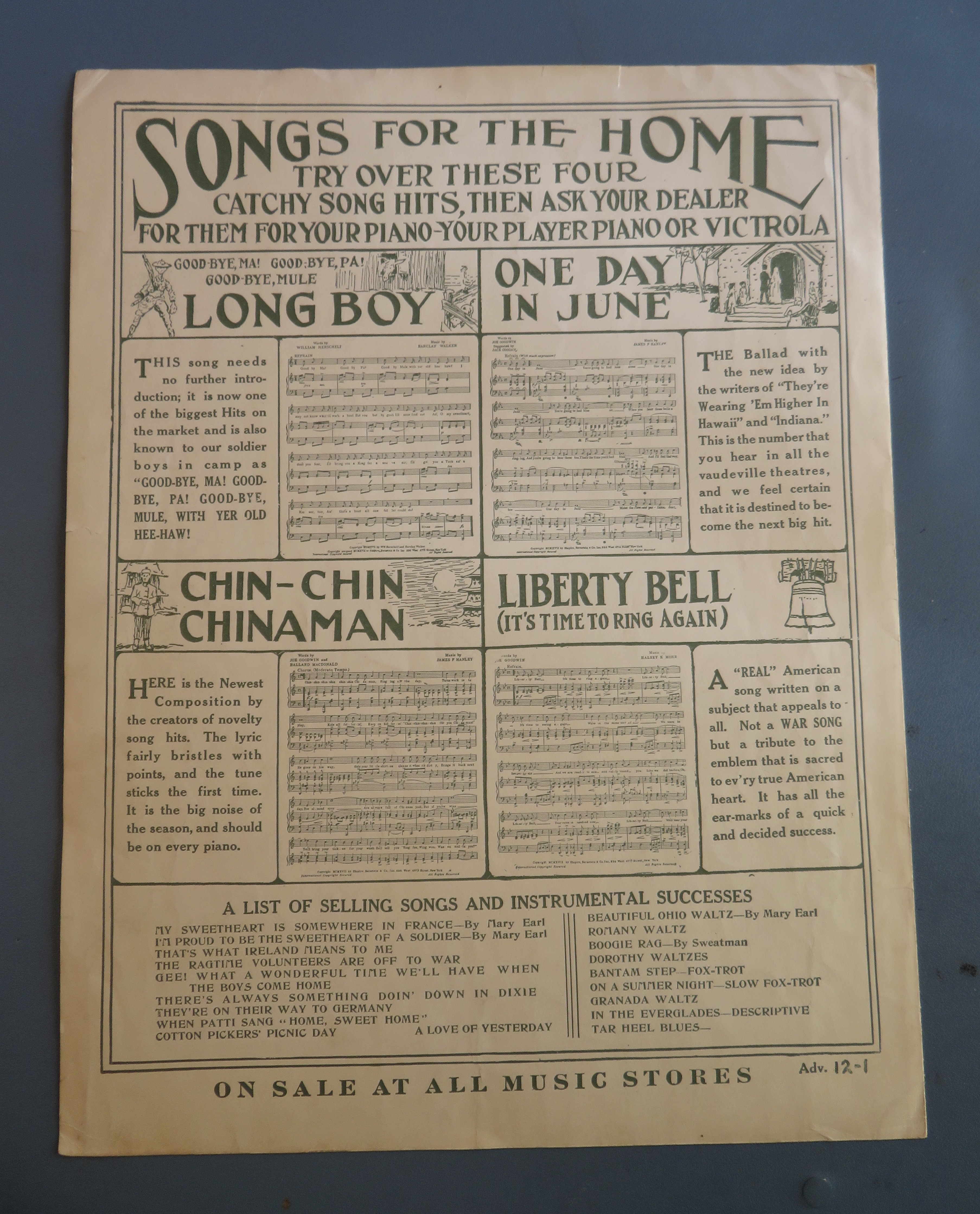 1917 Long Boy Sheet Music Herschell & Walker