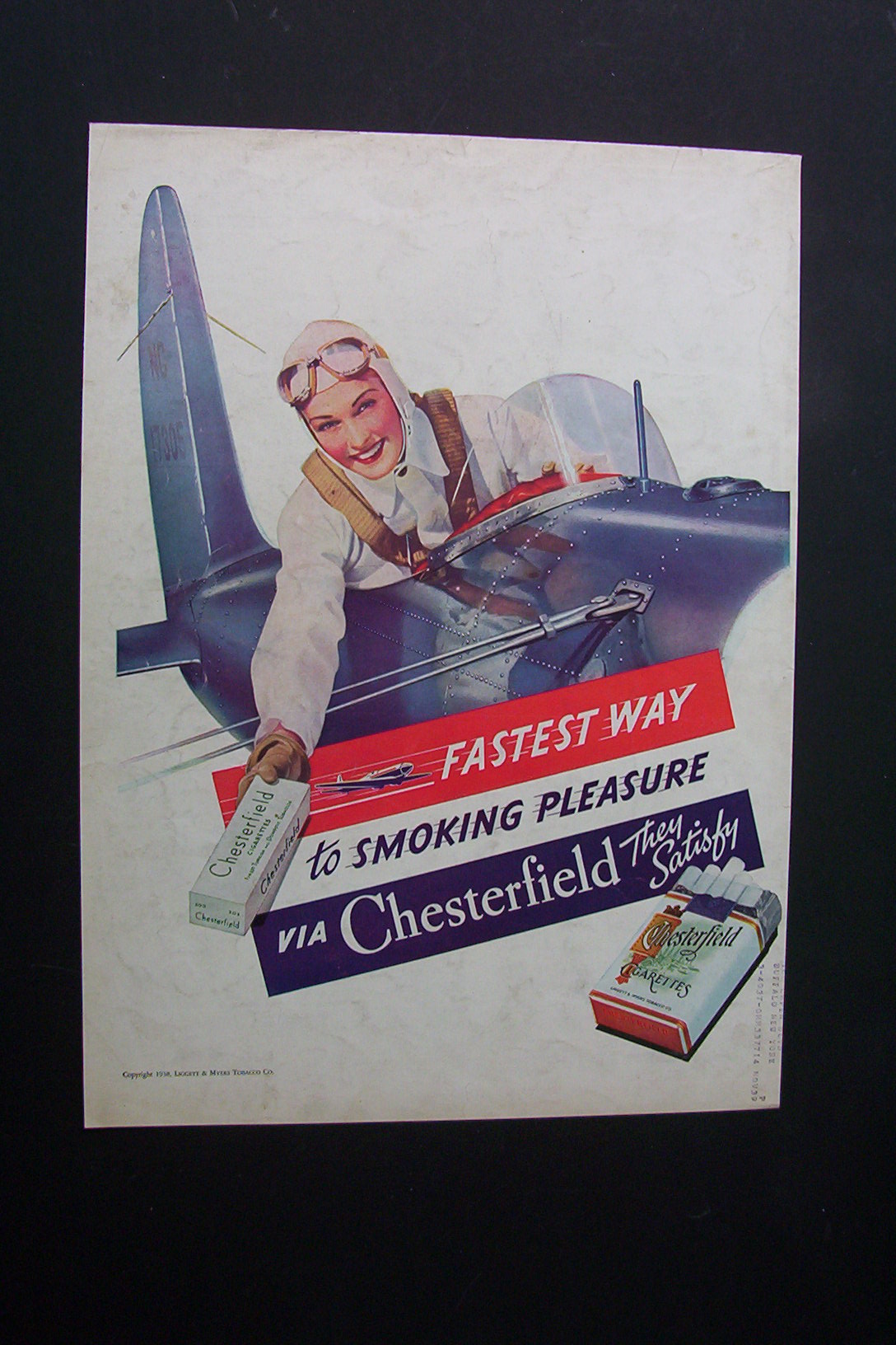 1938 Dual Ad:Chesterfield Cigarettes & Hiram Walker Gin