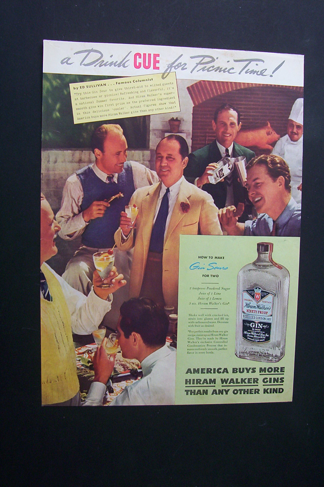 1938 Dual Ad:Chesterfield Cigarettes & Hiram Walker Gin