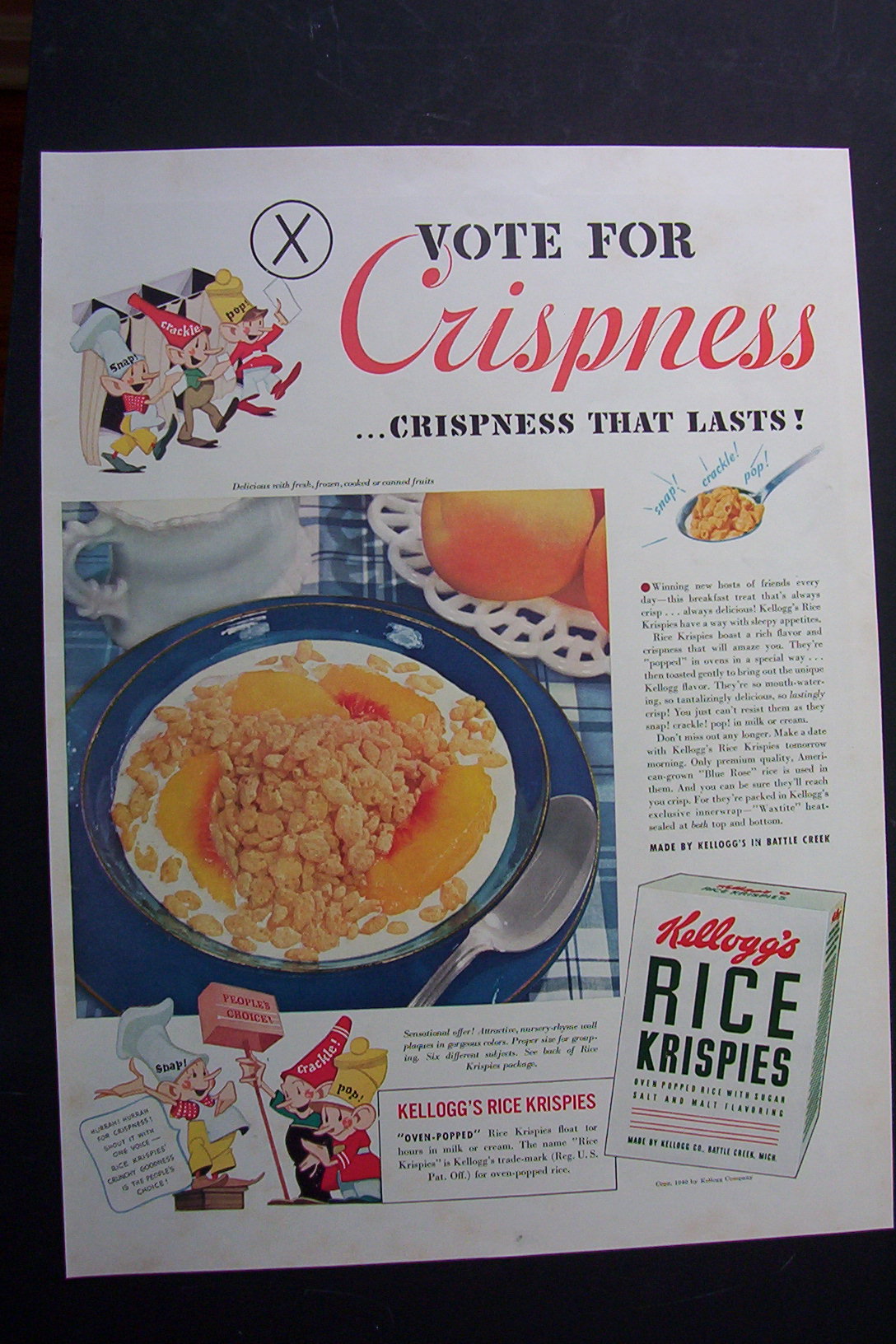 1940 Kellogg's Rice Krispies Cereal w/ the Little Guys