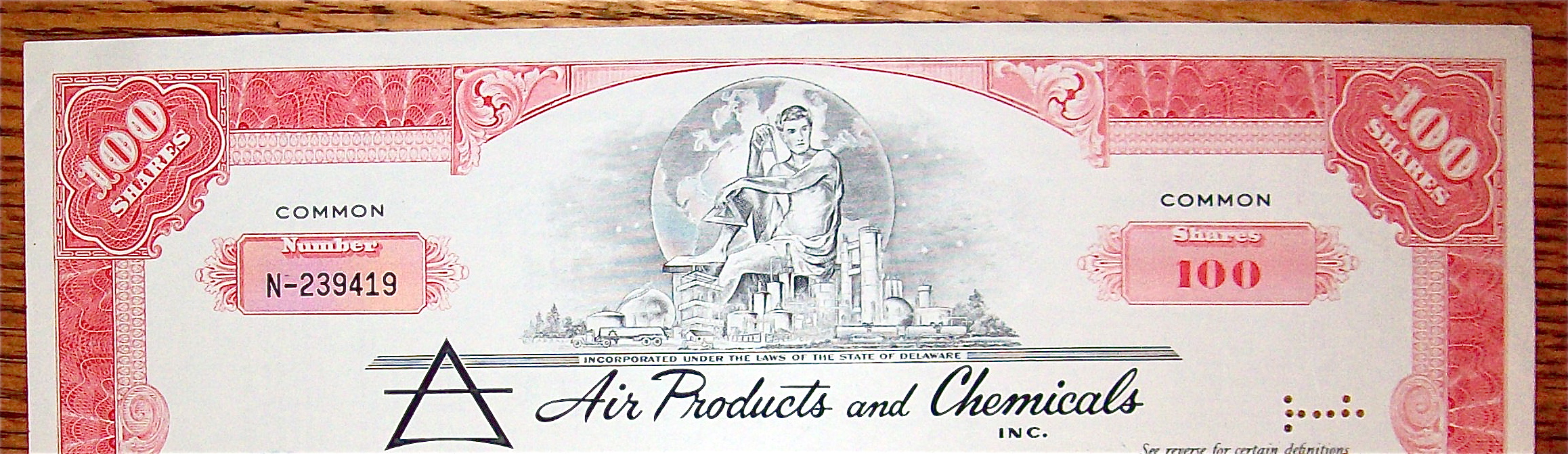 1974 Air Products And Chemicals Stock Certificate