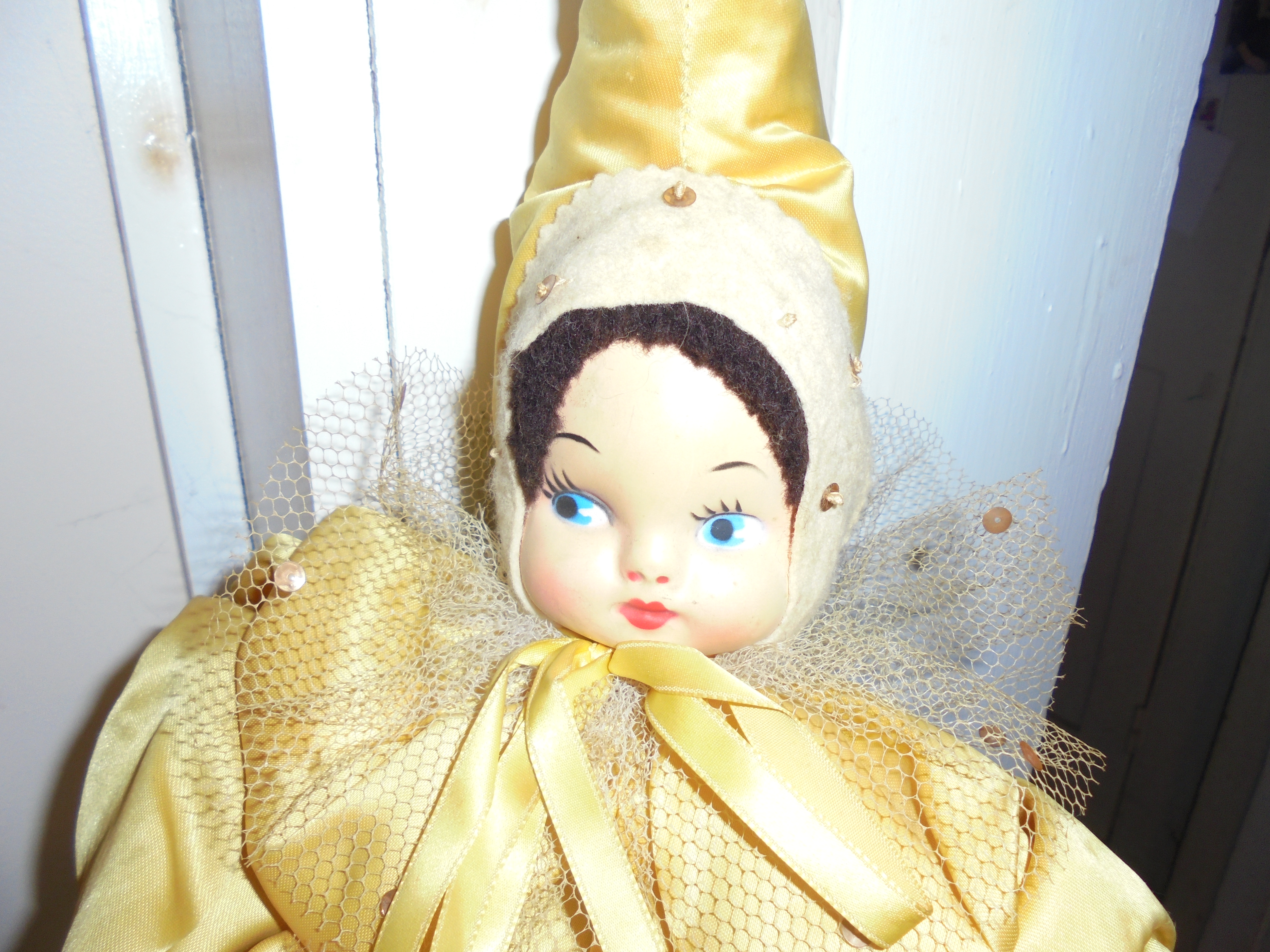 Jester Clown Molded Mask Face Pixie Elf Doll