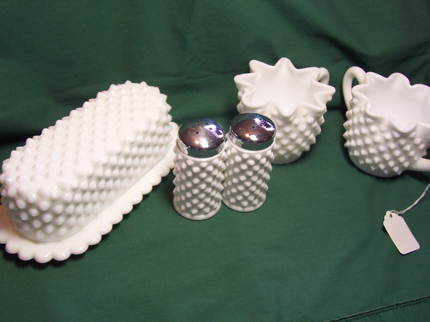 Fenton White Hobnail Milk Glass 4 Piece Set