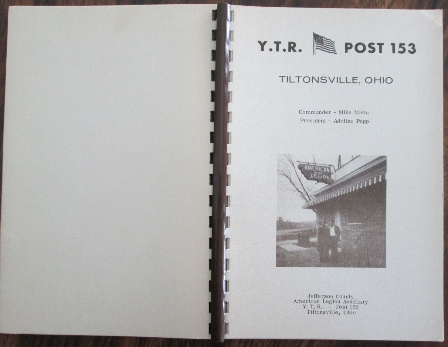 Cookbook Y.t.r. Post 153 Tiltonsville Ohio