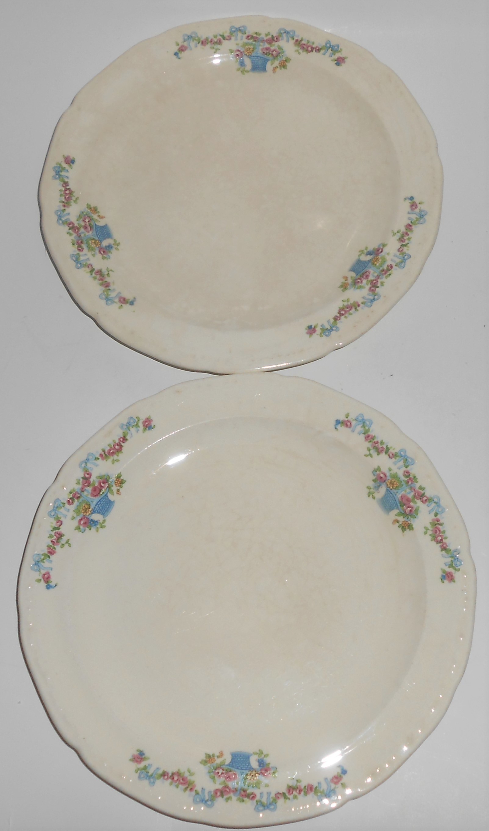 Early Poxon Vernon Pottery Basket w /Floral Garland Br