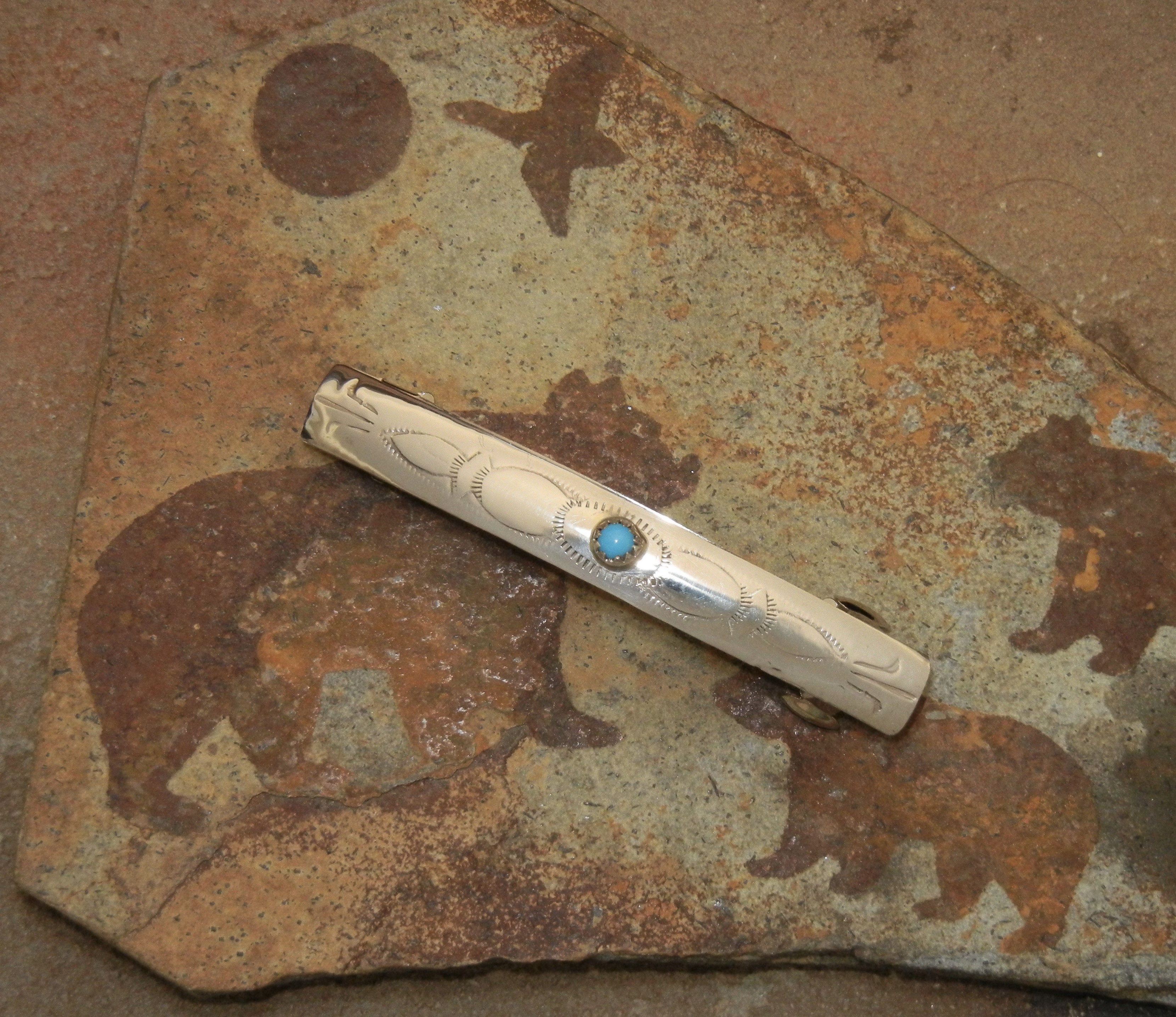 Navajo Sterling Silver Turquoise Hair Barrette