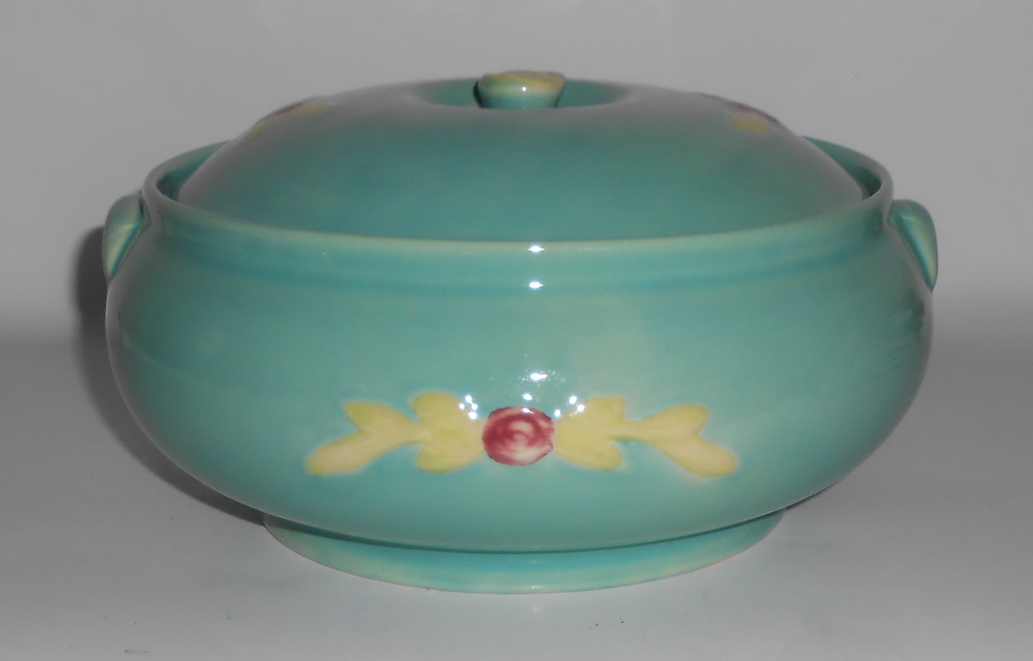 Coors Pottery Rosebud Green French Casserole w/Lid