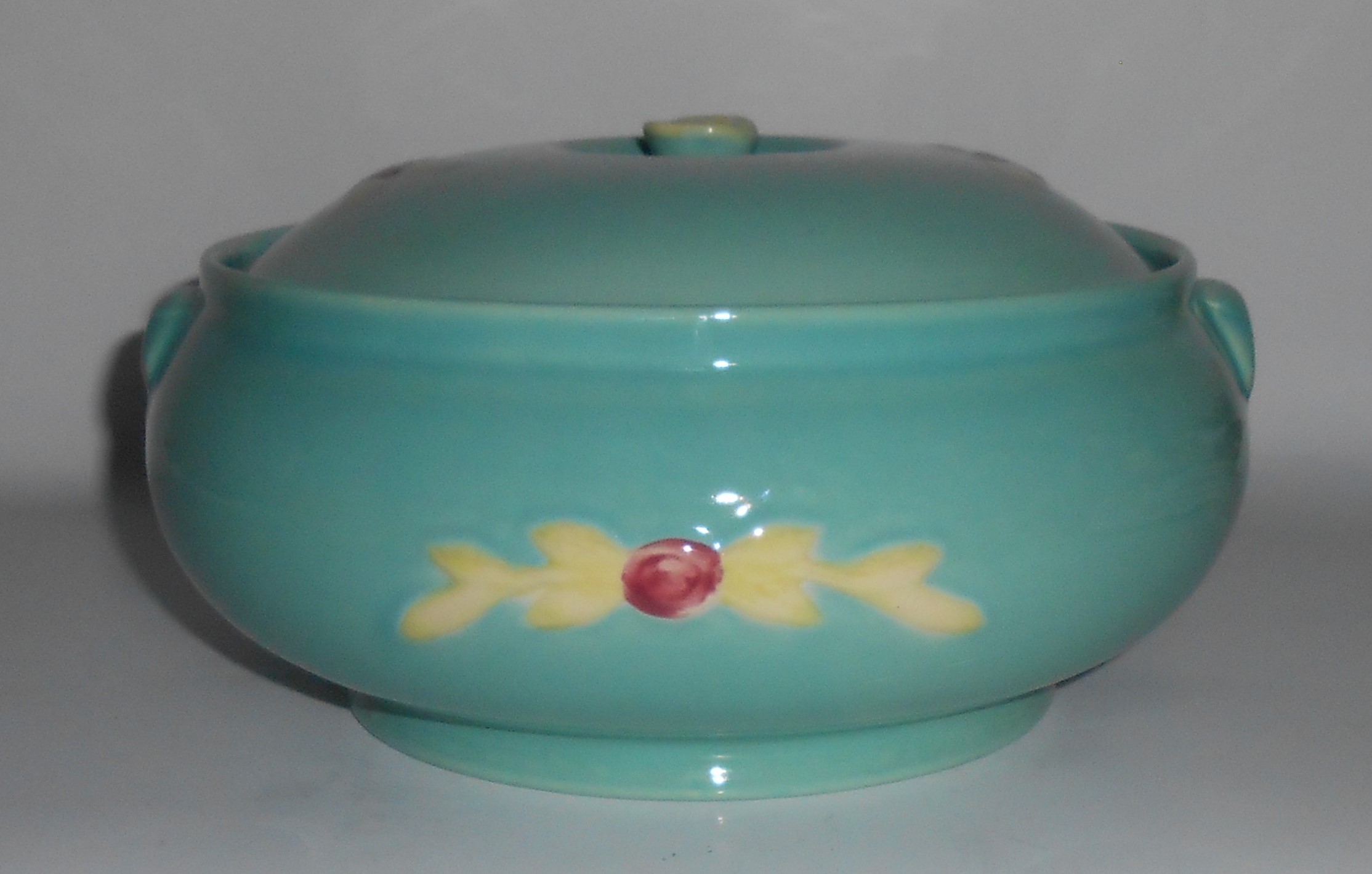 Coors Pottery Rosebud Green French Casserole w/Lid