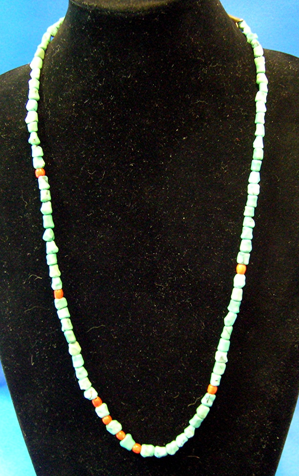 Native American  Sterling Silver Turquoise Coral Beads