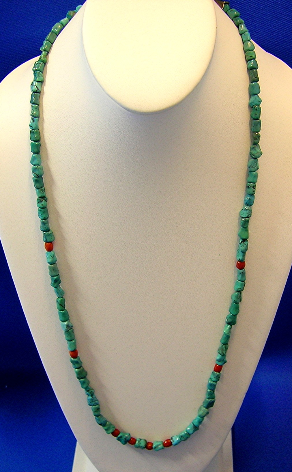 Native American  Sterling Silver Turquoise Coral Beads