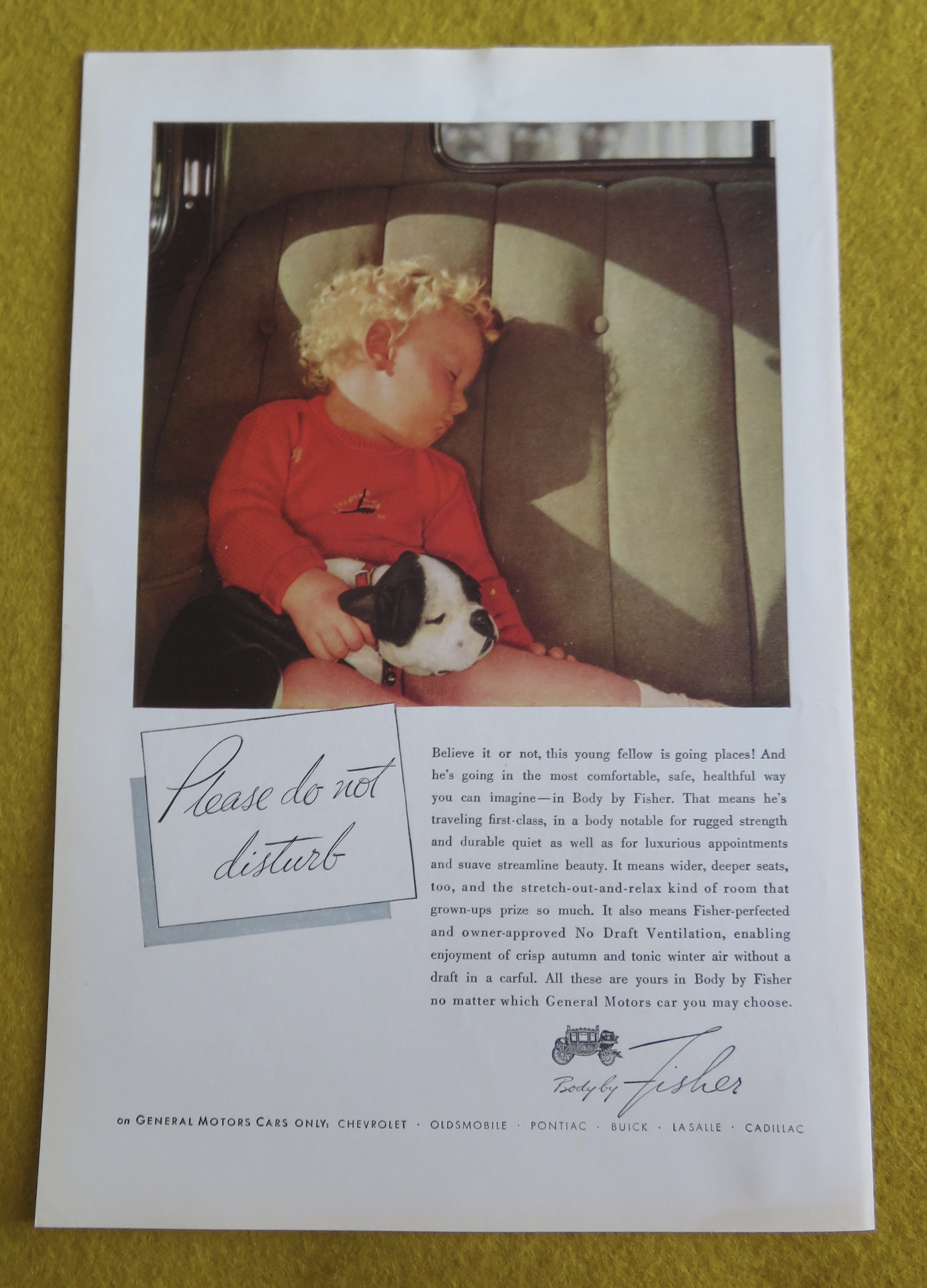 1934 Body By Fisher with Little Child Sleeping In Car