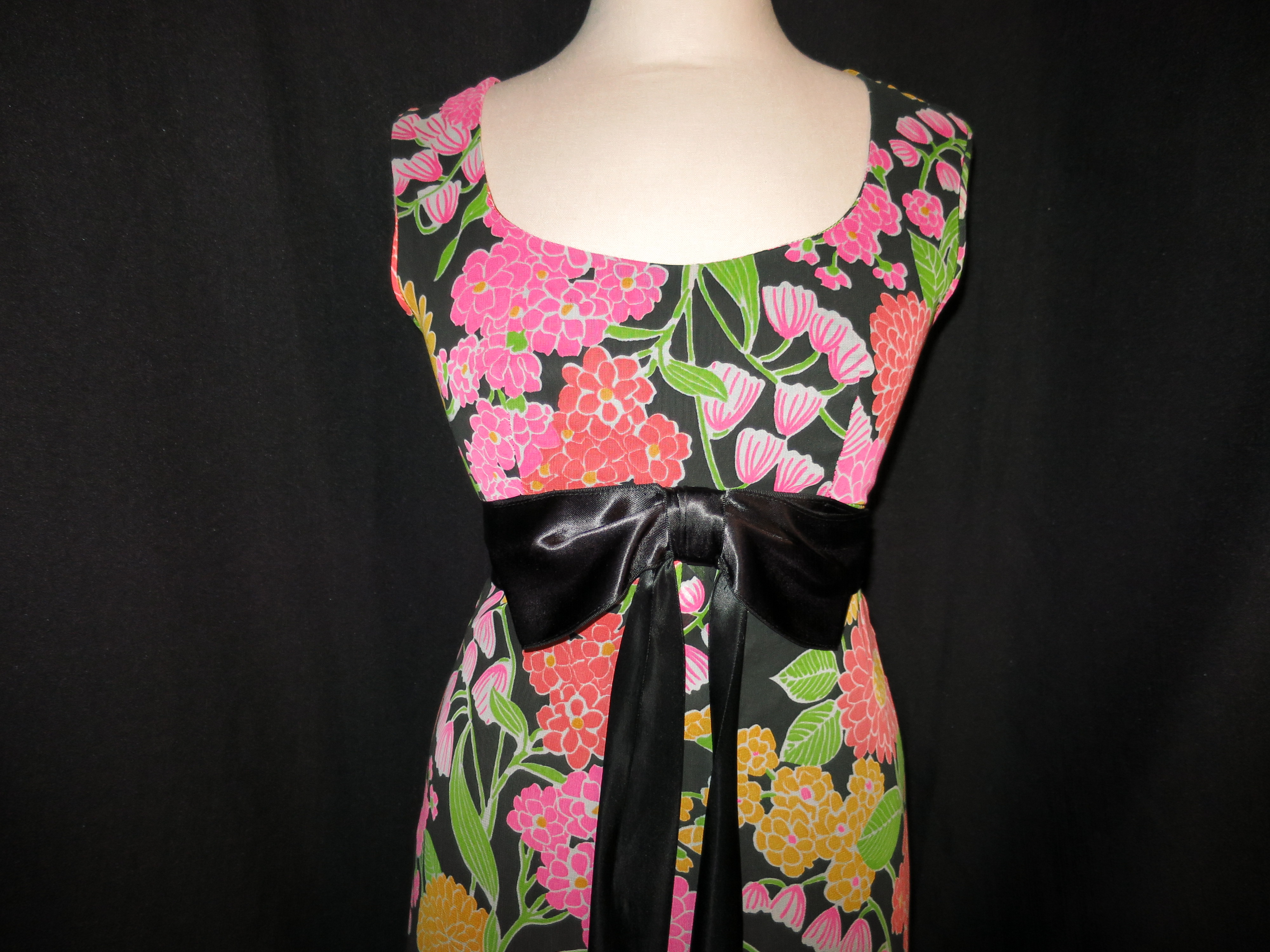 Floral Flared Ruffled Maxi Dress Hand Tailored 1960s