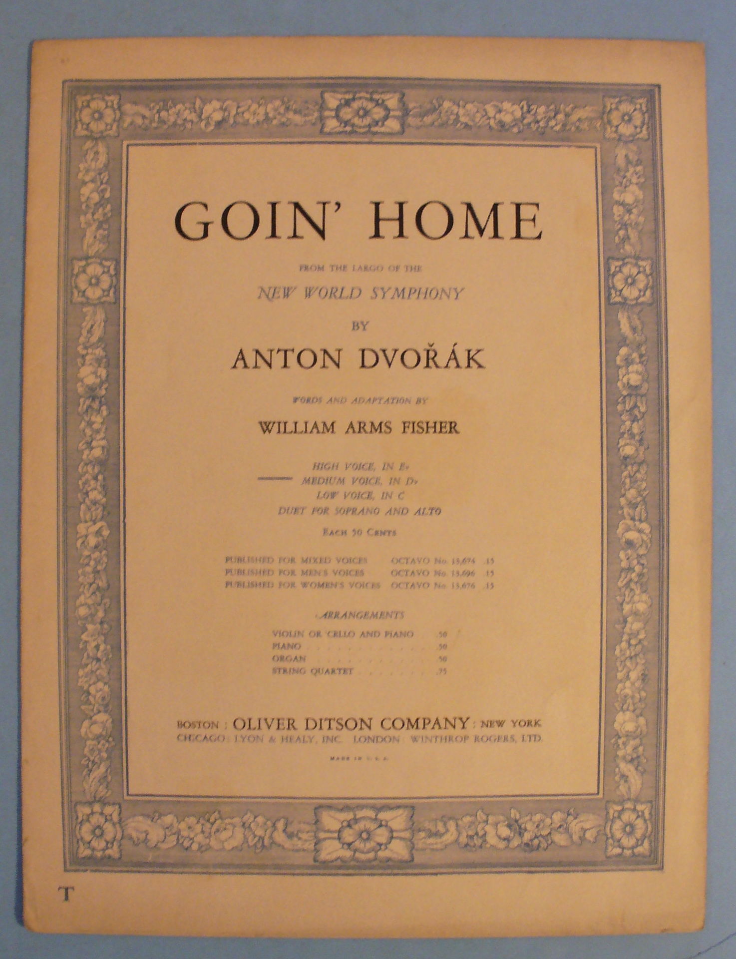 1922 Goin' Home by Anton Dvorak