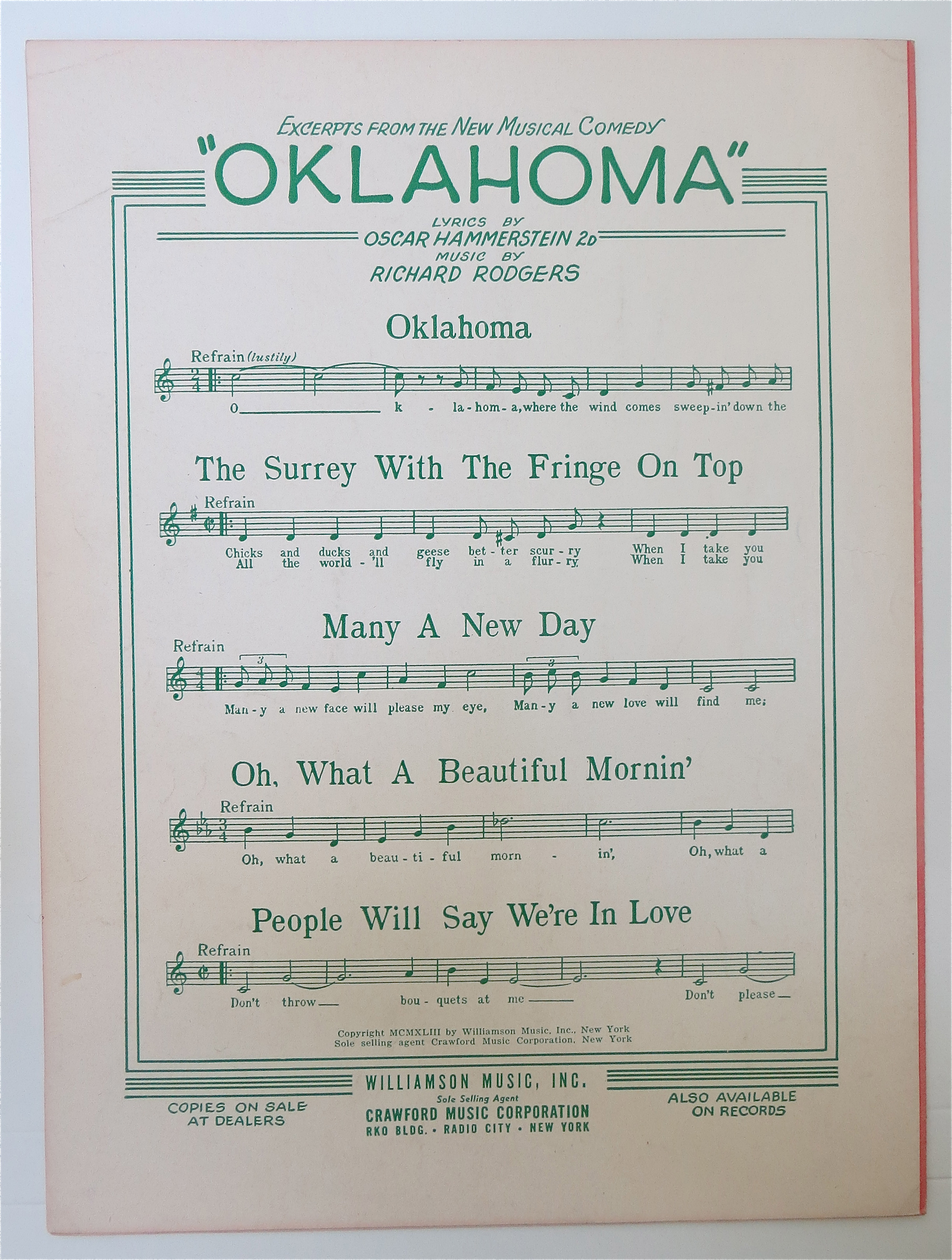 Sheet Music For 1943 People Will Say We're In Love